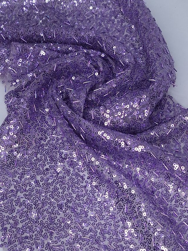 Tul bordado color malva H093, ideal para vestidos de noche de boda y de XV años
