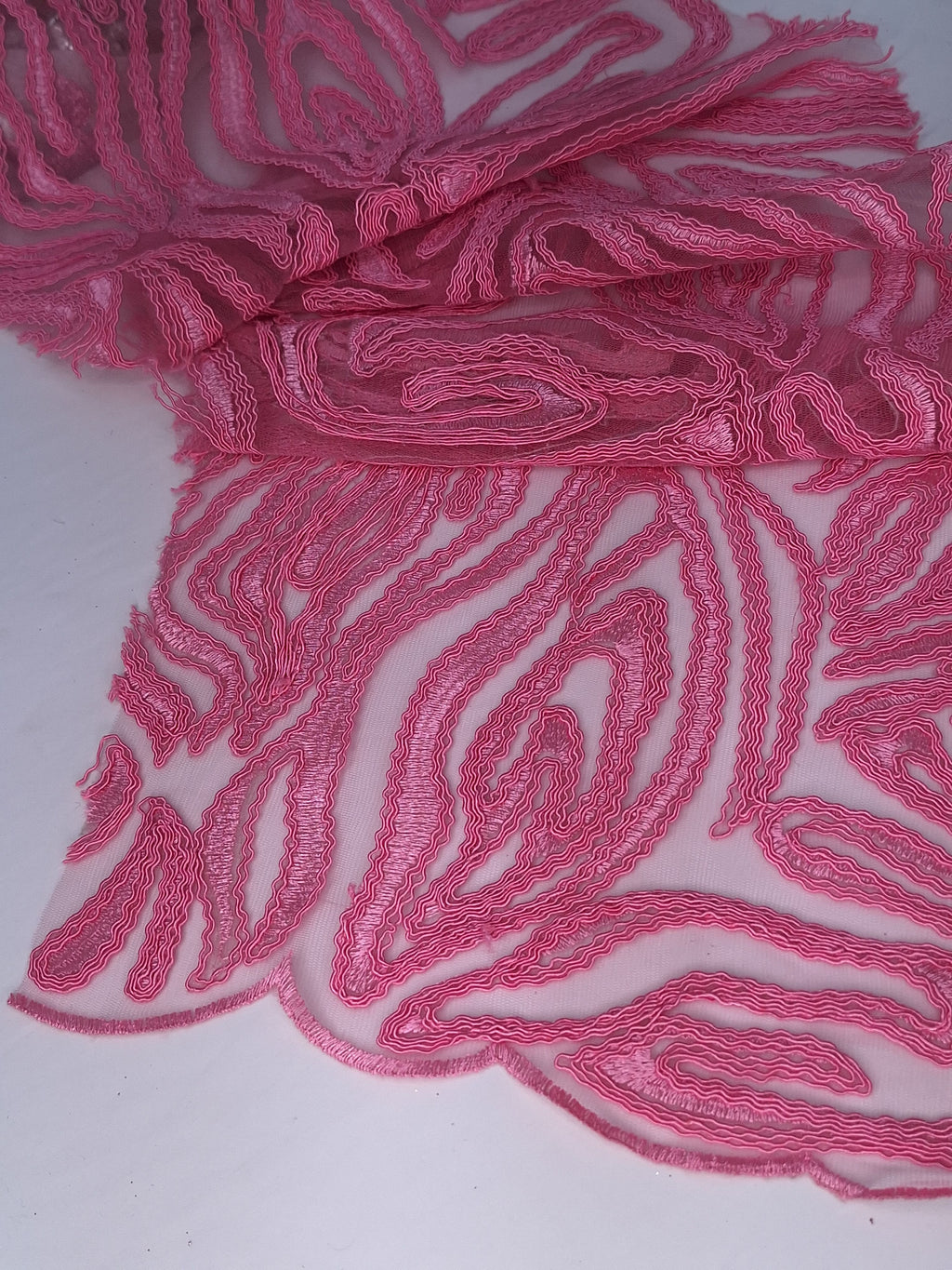 Tul bordado color rosa A154 para vestidos de noche de boda y de XV años