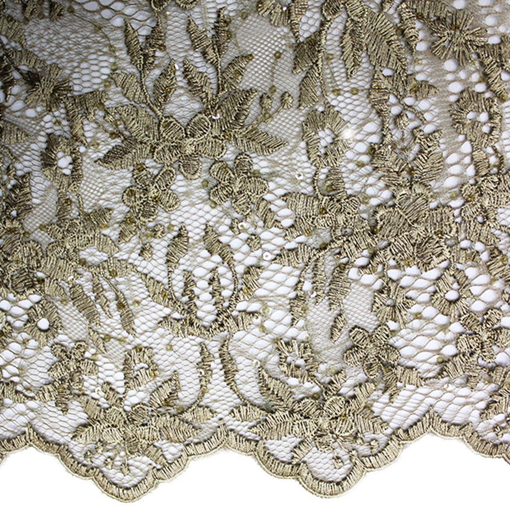 Tul bordado color bronce A795, ideal para vestidos de noche de boda y de XV años