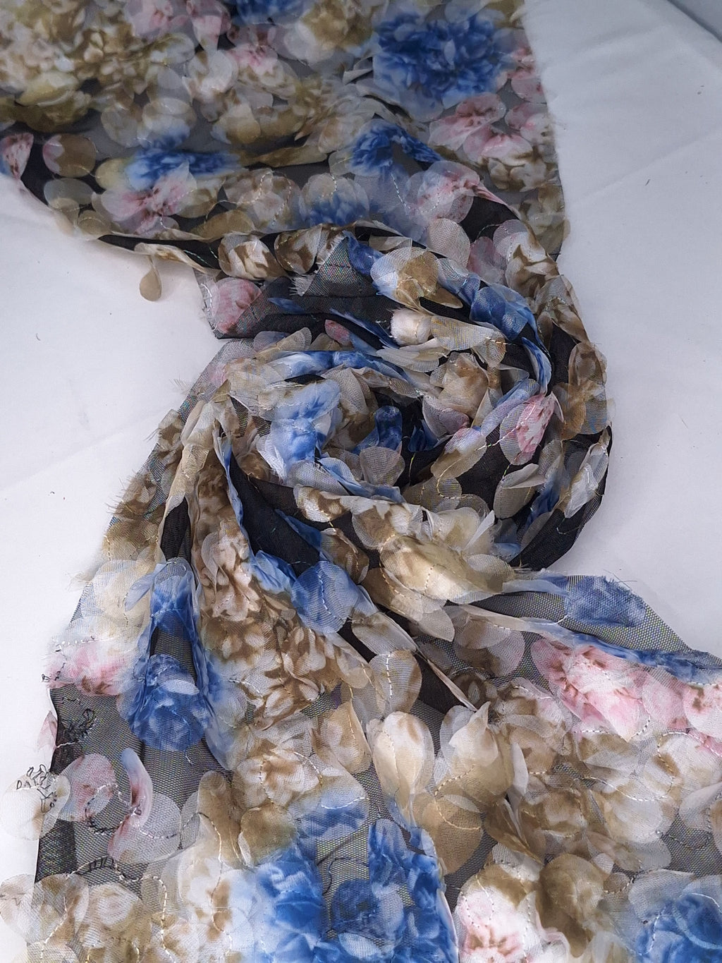 Tul bordado color azul A681, ideal para vestidos de noche de boda y de XV años