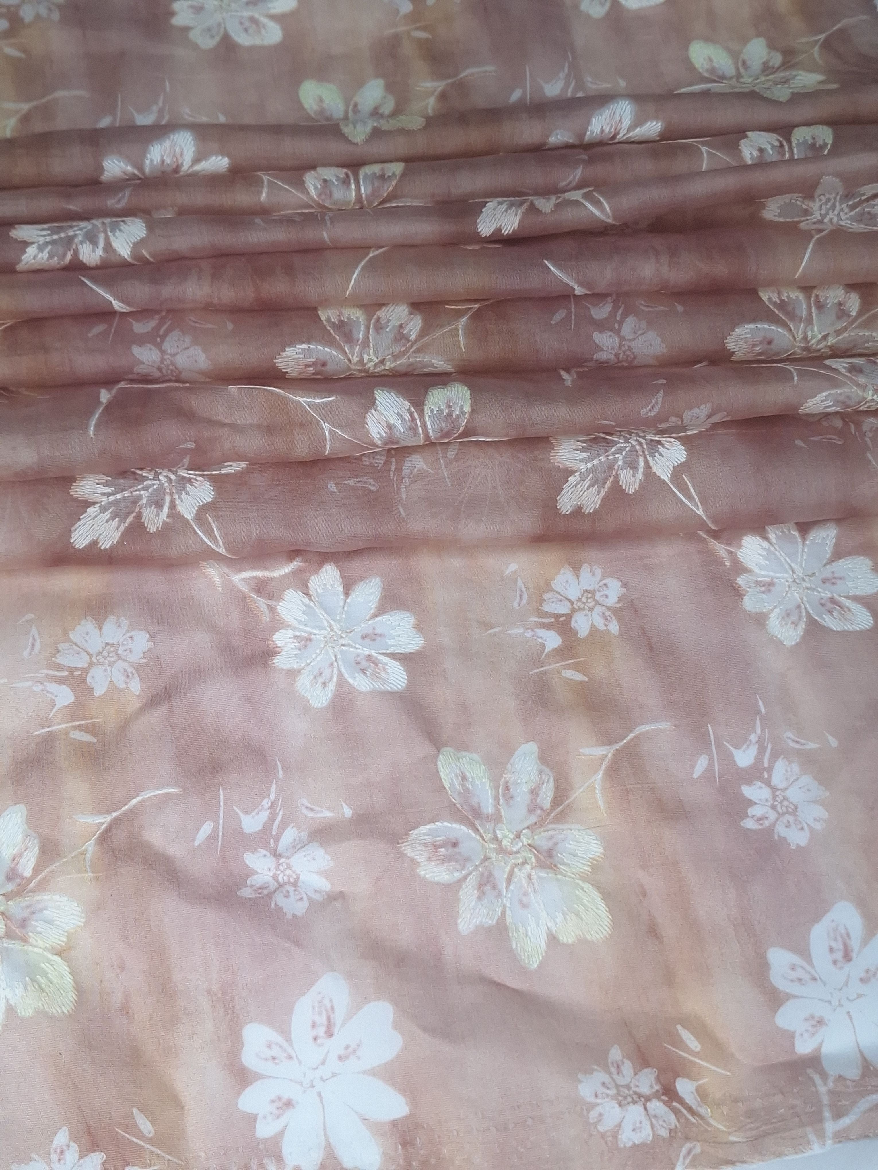 Tul bordado color palo de rosa H185, ideal para vestidos de noche de boda y de XV años