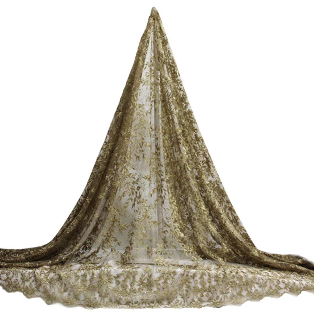 Tul bordado color bronce A795, ideal para vestidos de noche de boda y de XV años
