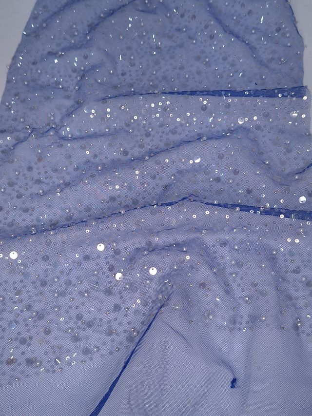 Tul bordado color azul rey A985, ideal para vestidos de noche de boda y de XV años