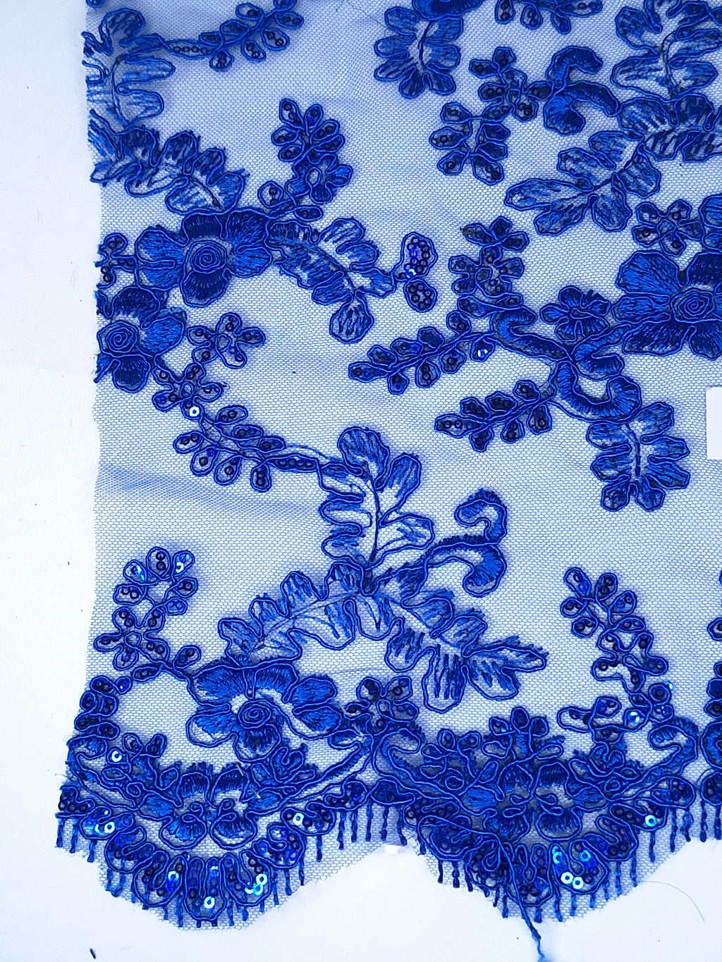 Tul bordado color azul rey H165, ideal para vestidos de noche de boda y de XV años