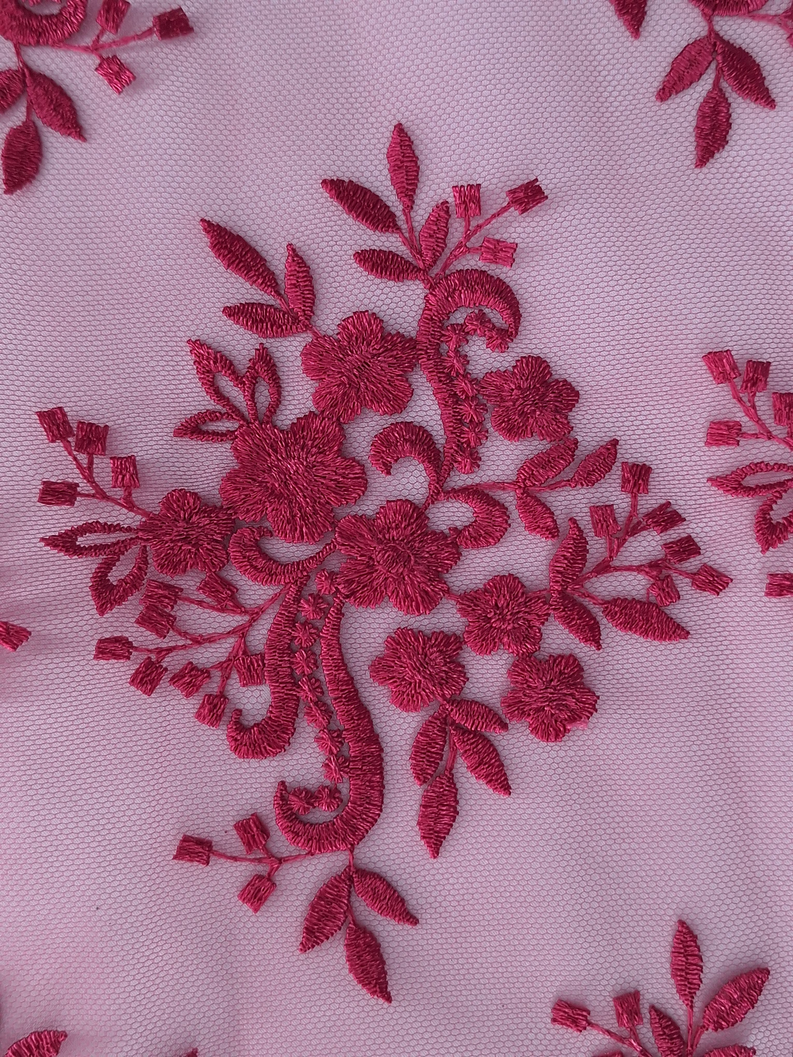 Tul bordado color rojo quemado A837, ideal para vestidos de noche de boda y de XV