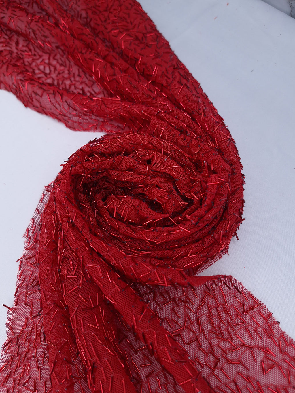 Tul bordado color rojo H072, ideal para vestidos de noche de boda y de XV años