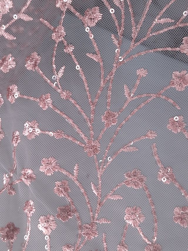 Tul bordado color rosa H080, ideal para vestidos de noche de boda y de XV años