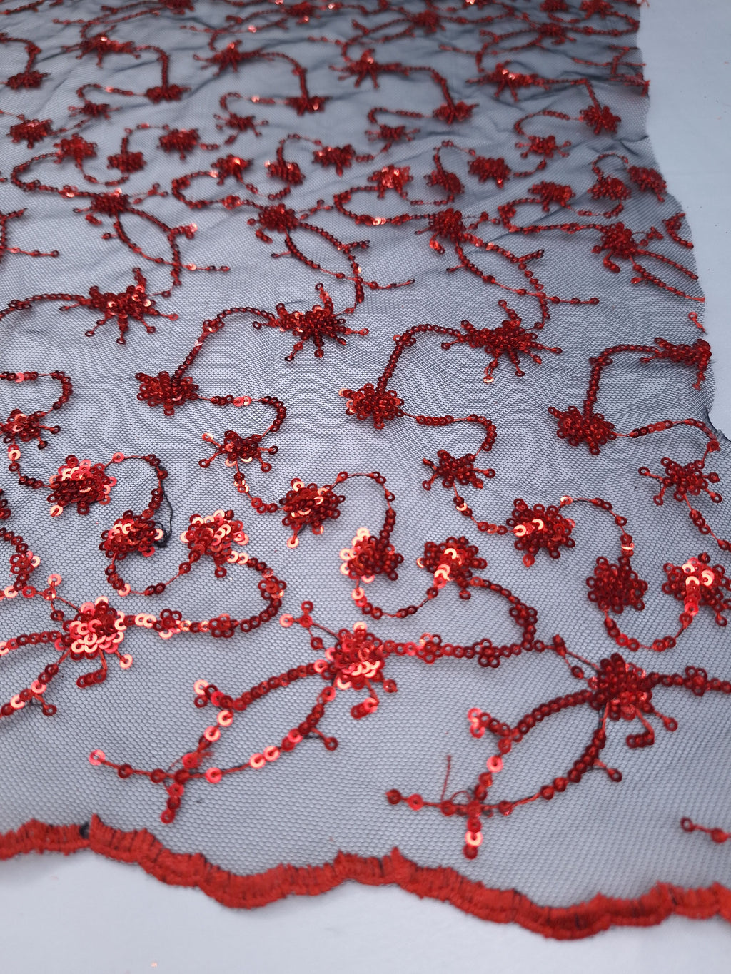Tul bordado color rojo A809, ideal para vestidos de noche de boda y de XV años