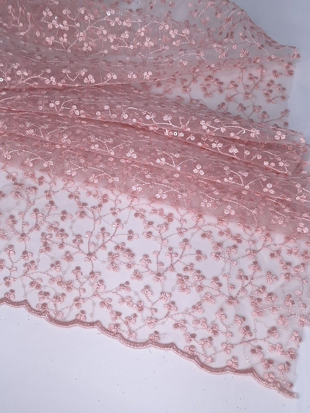 Tul bordado color palo de rosa H082, ideal para vestidos de noche de boda y de XV años