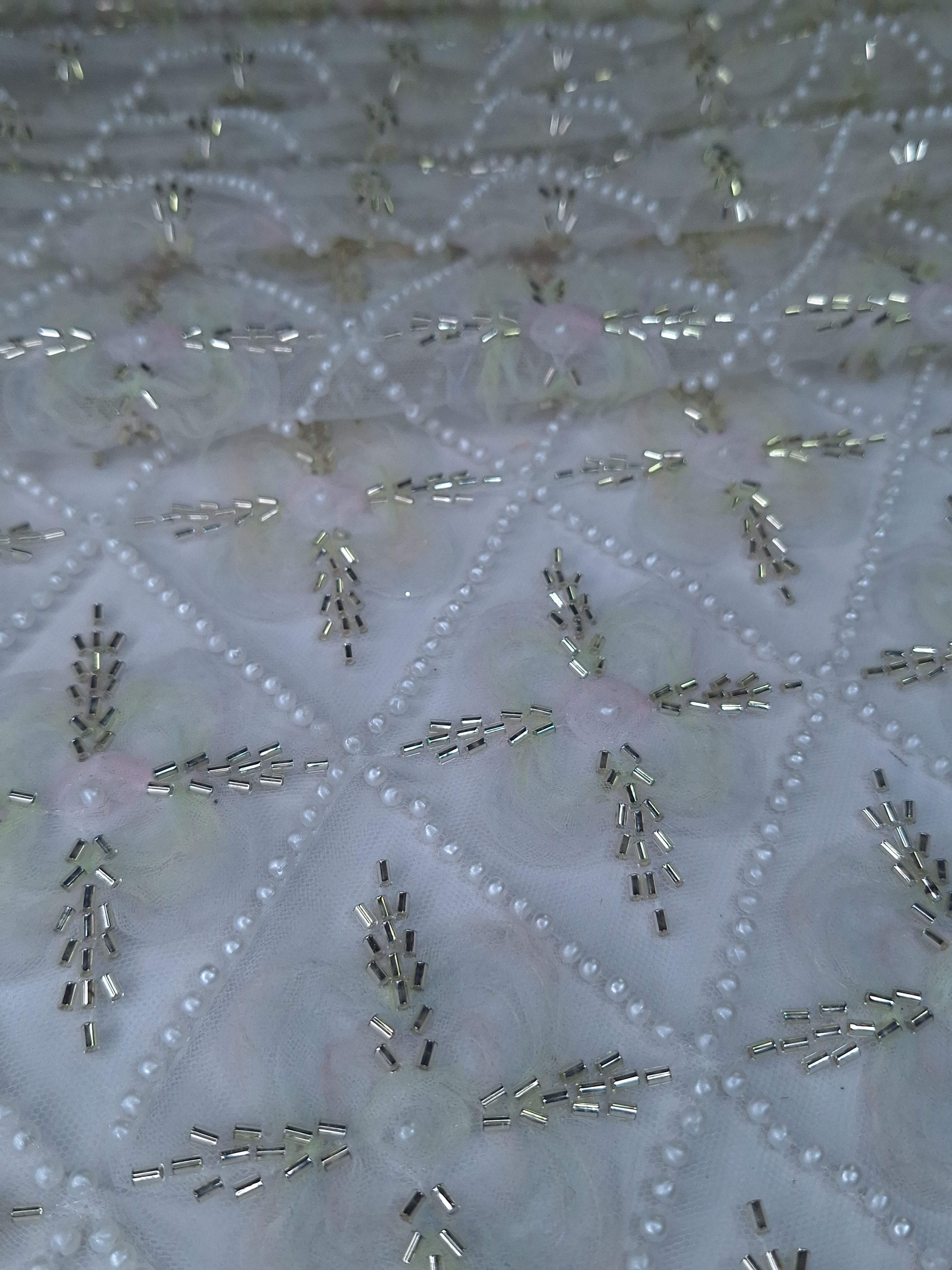 Tul bordado color verde H030, ideal para vestidos de noche de boda y de XV años