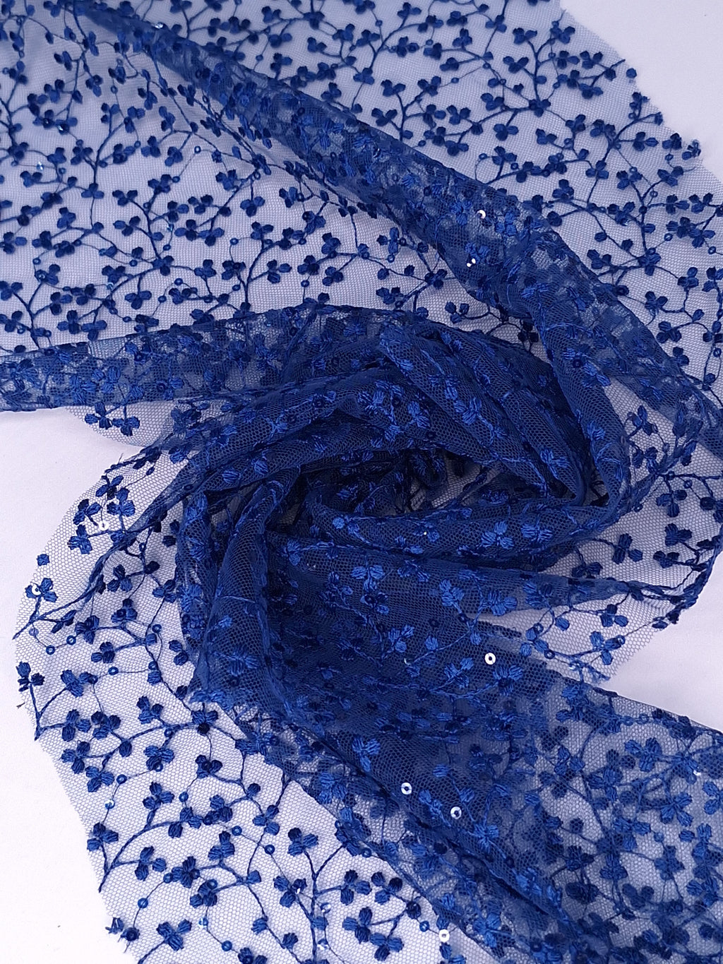 Tul bordado color azul marino H082, ideal para vestidos de noche de boda y de XV años