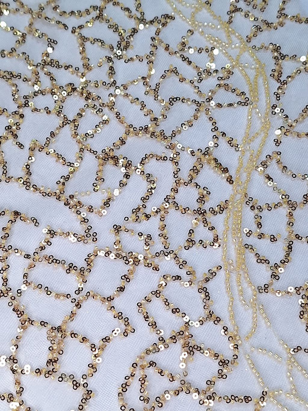 Tul bordado color oro A943, ideal para vestidos de noche de boda y de XV años