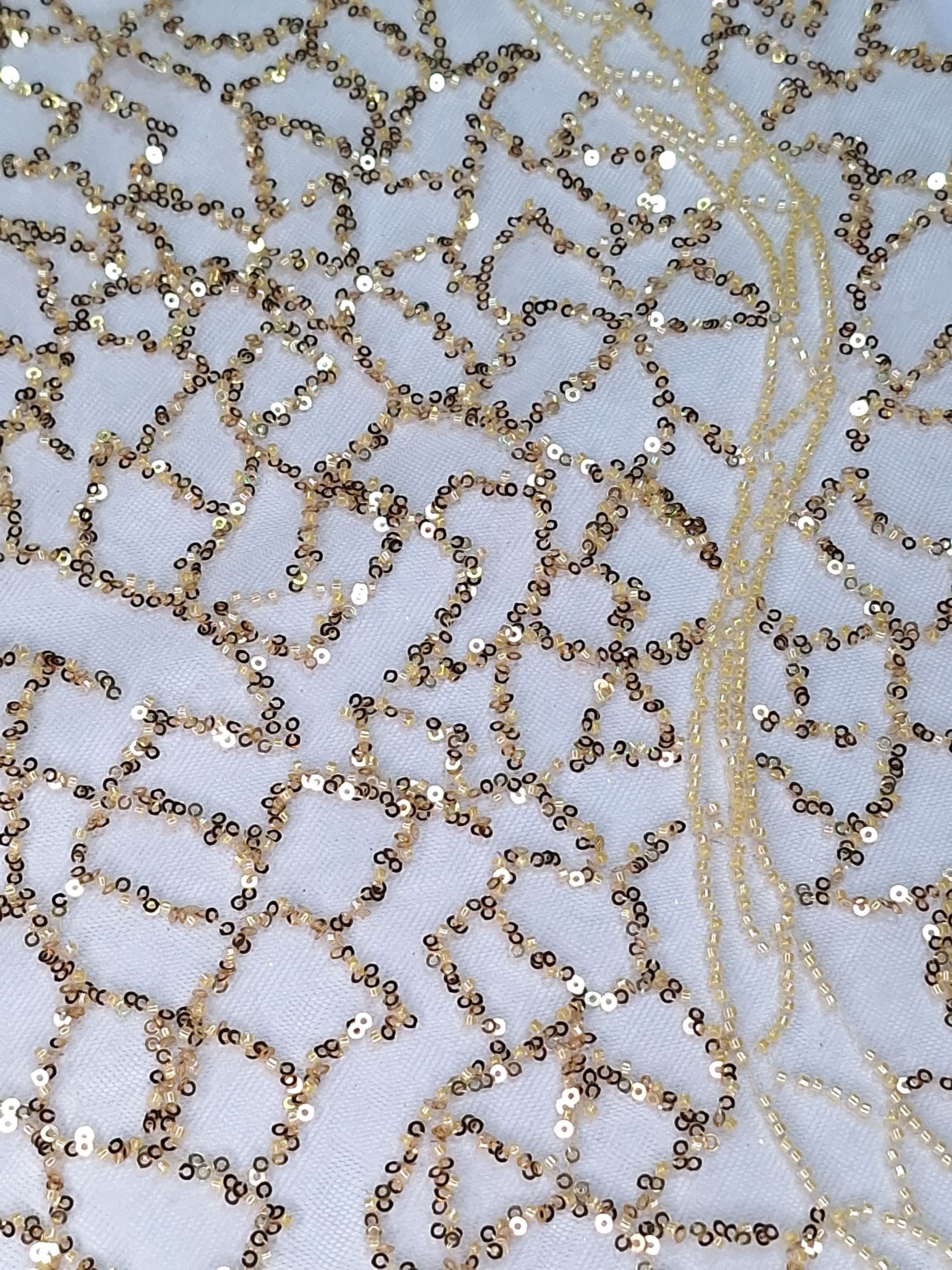 Tul bordado color oro A943, ideal para vestidos de noche de boda y de XV años