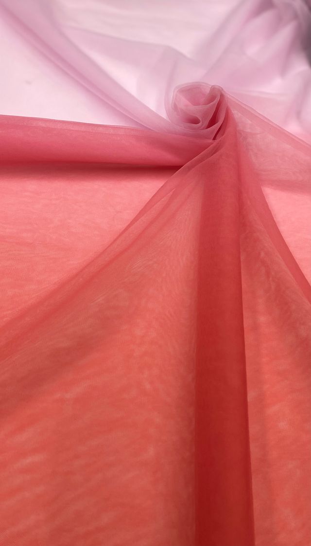 Tul bordado color fresa rosa A625, ideal para vestidos de noche de boda y de xv años