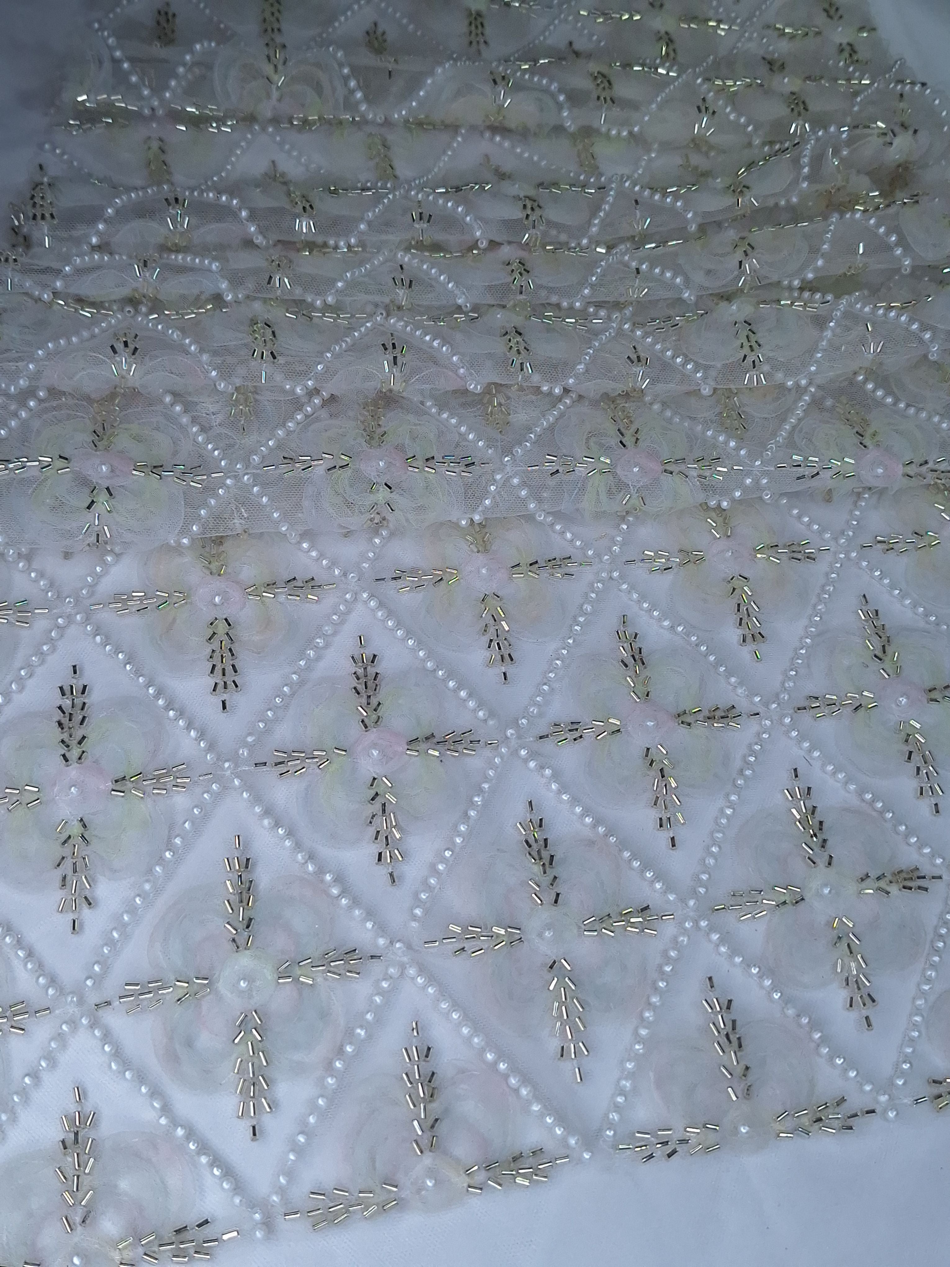 Tul bordado color verde H030, ideal para vestidos de noche de boda y de XV años