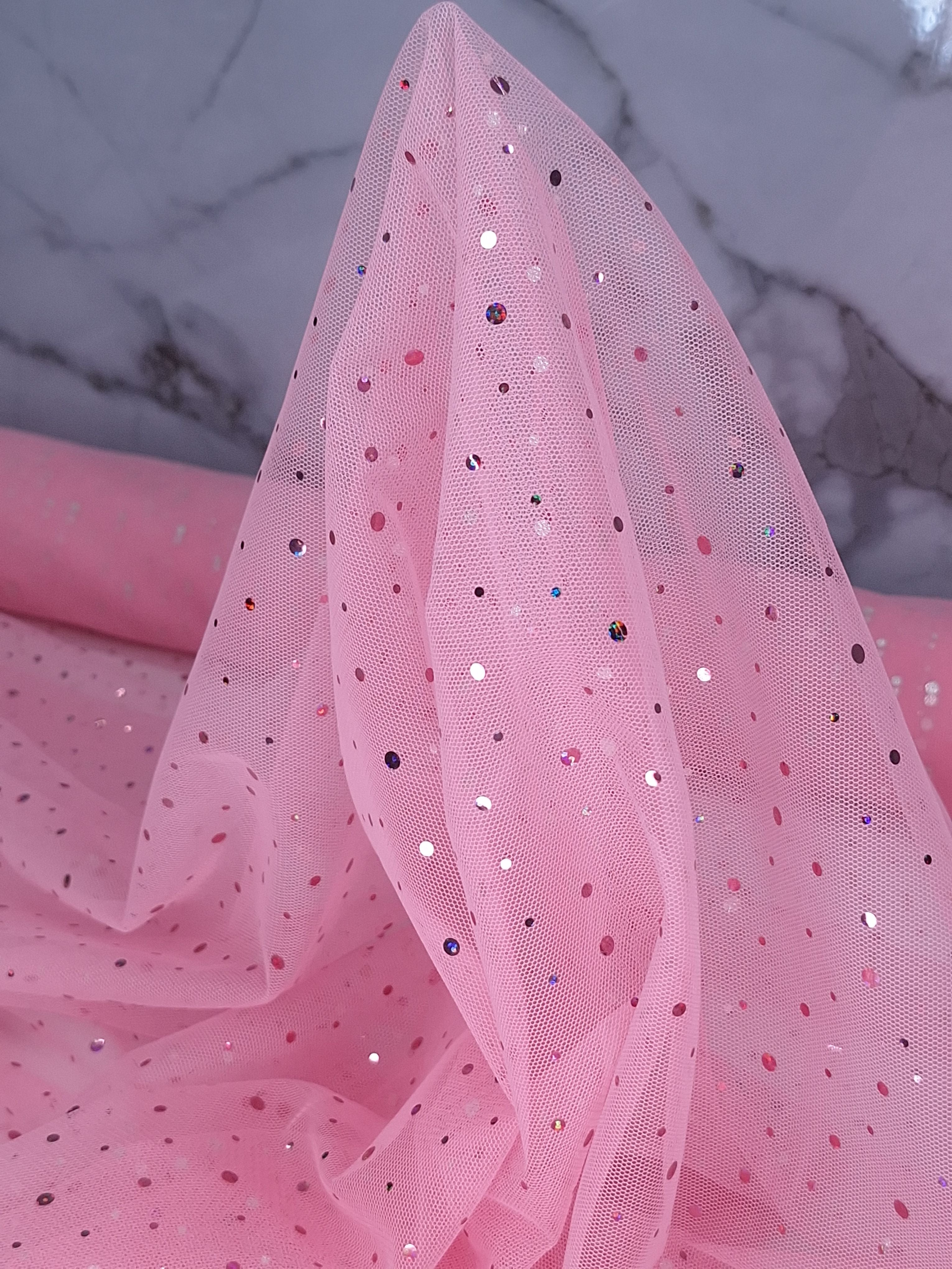 Tul bordado color rosa T2348, ideal para vestidos de noche de boda y de XV años