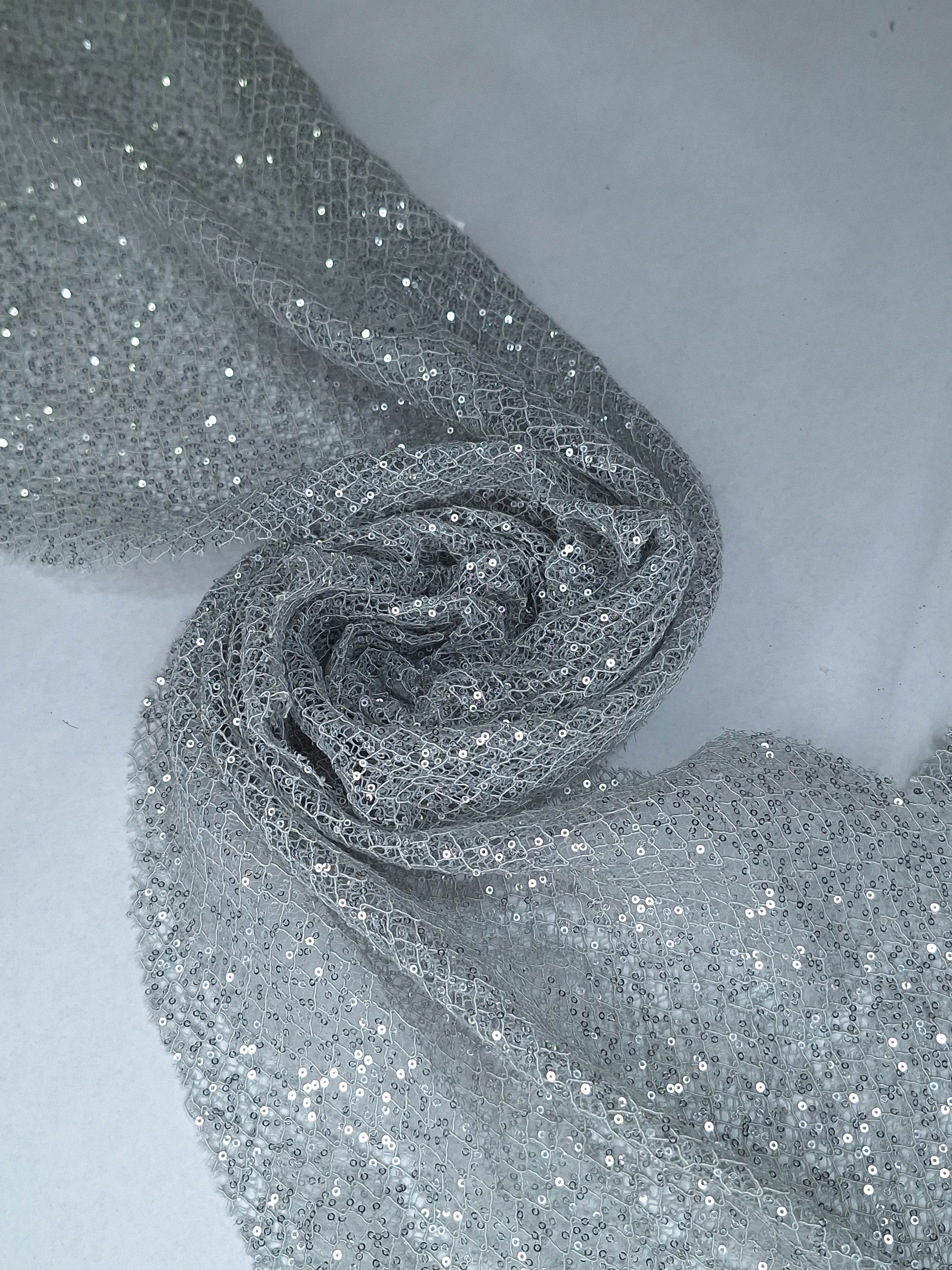 Tul bordado color gris A830, ideal para vestidos de noche de boda y de XV años