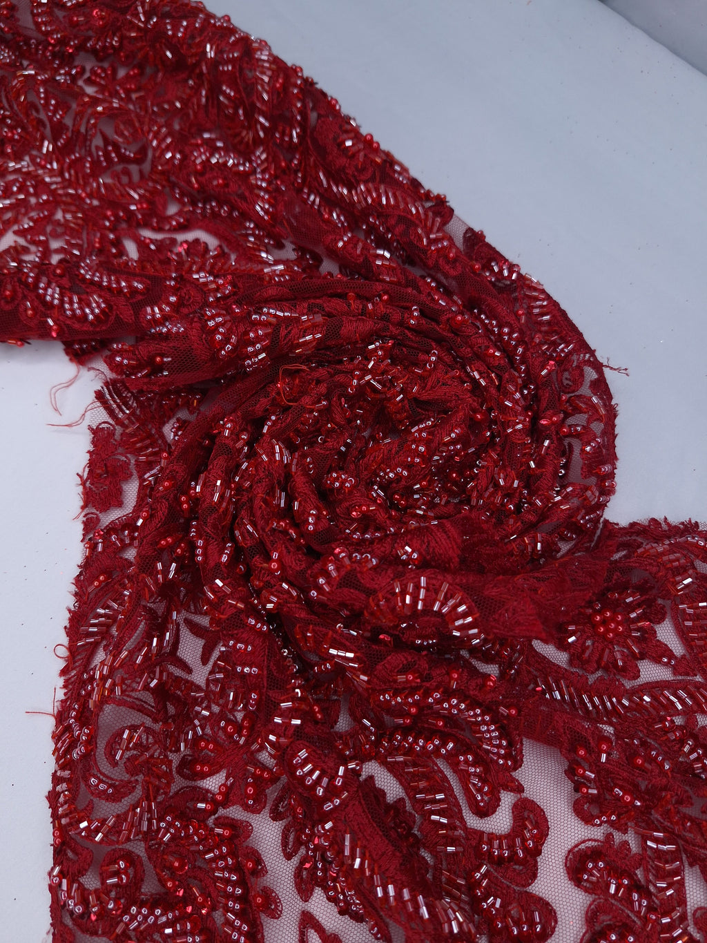 Tul bordado color rojo A864, ideal para vestidos de noche de boda y de XV años