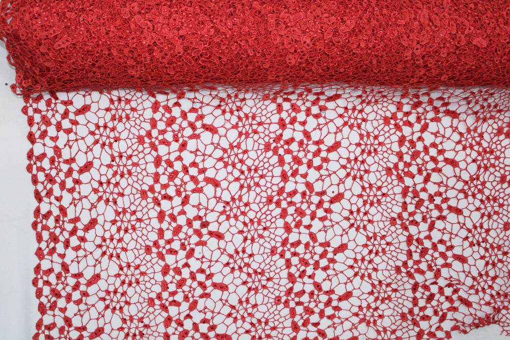 Tul bordado color rojo A241, ideal para vestidos de noche de boda y de XV años