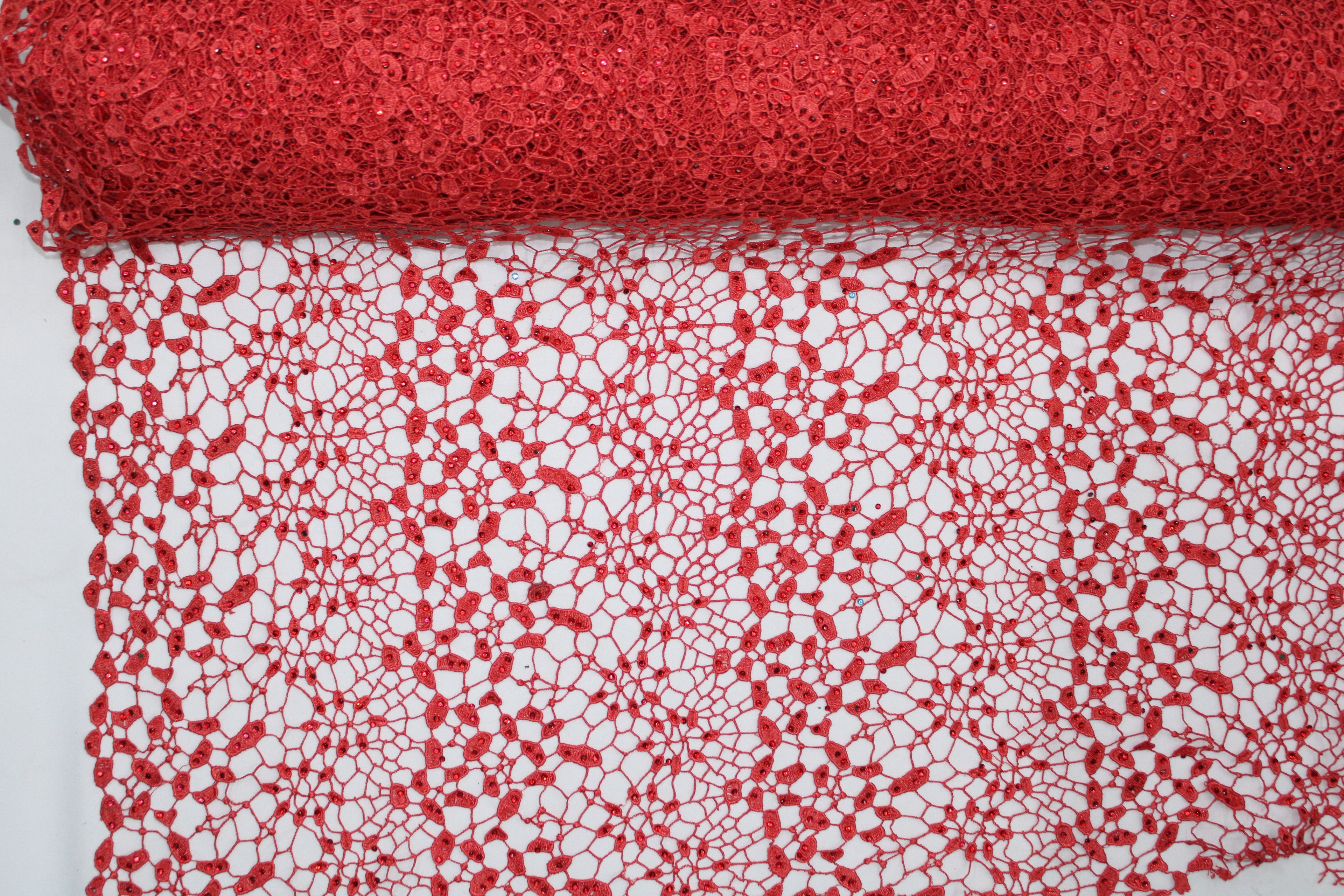 Tul bordado color rojo A241, ideal para vestidos de noche de boda y de XV años