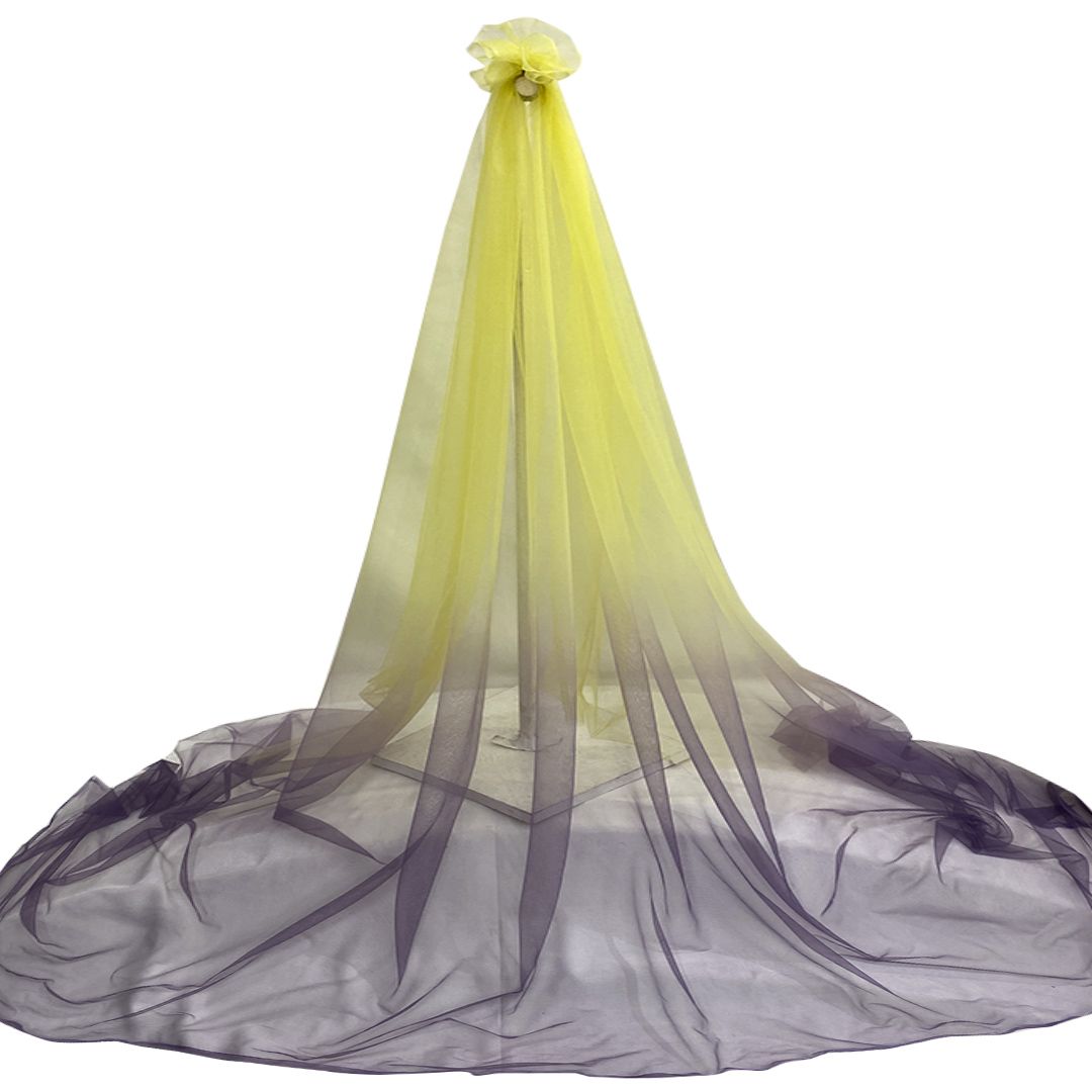 Tul bordado color amarillo morado A625, ideal para vestidos de noche de boda y de XV años