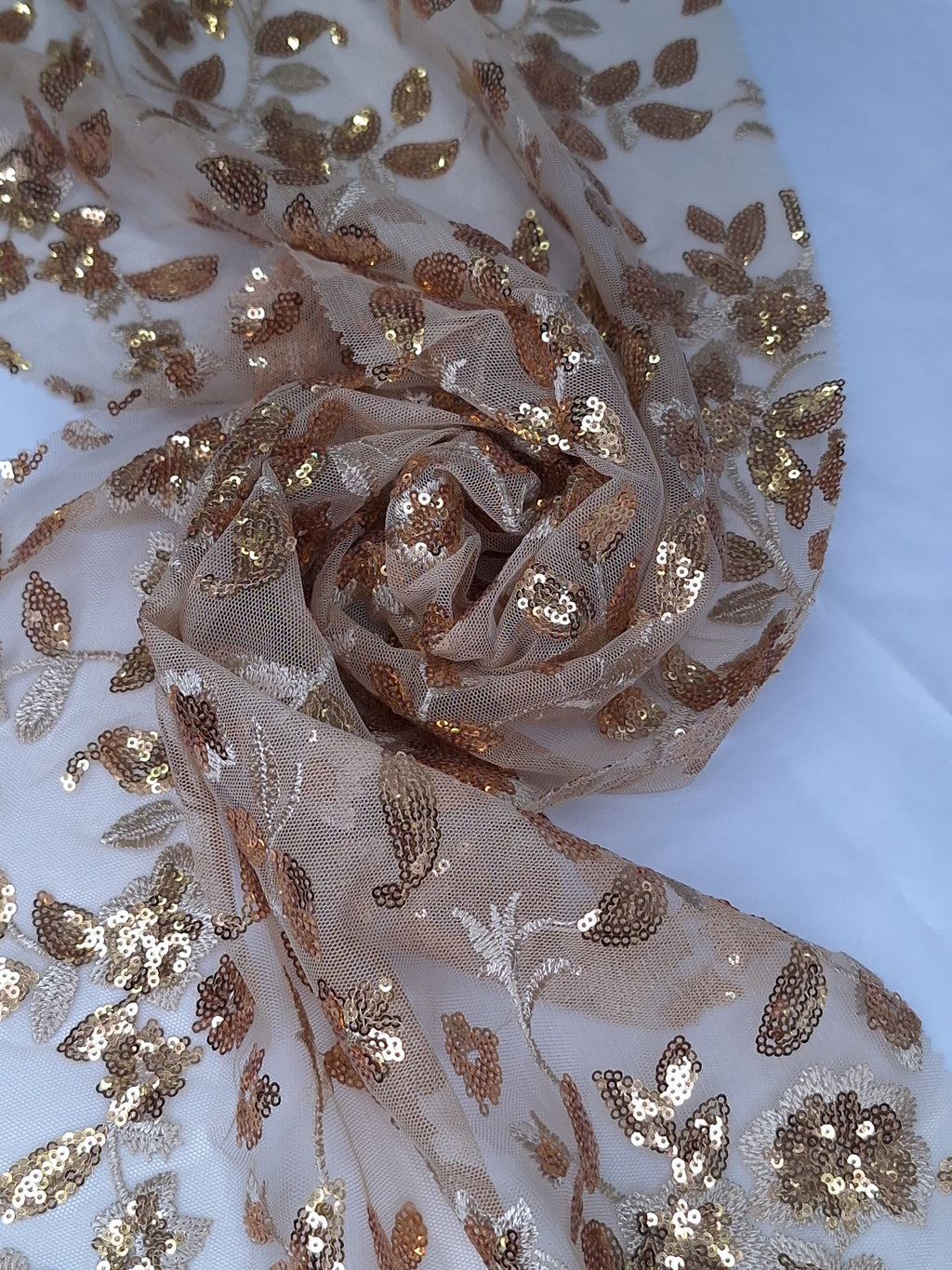Tul bordado color oro H177, ideal para vestidos de noche de boda y de XV años