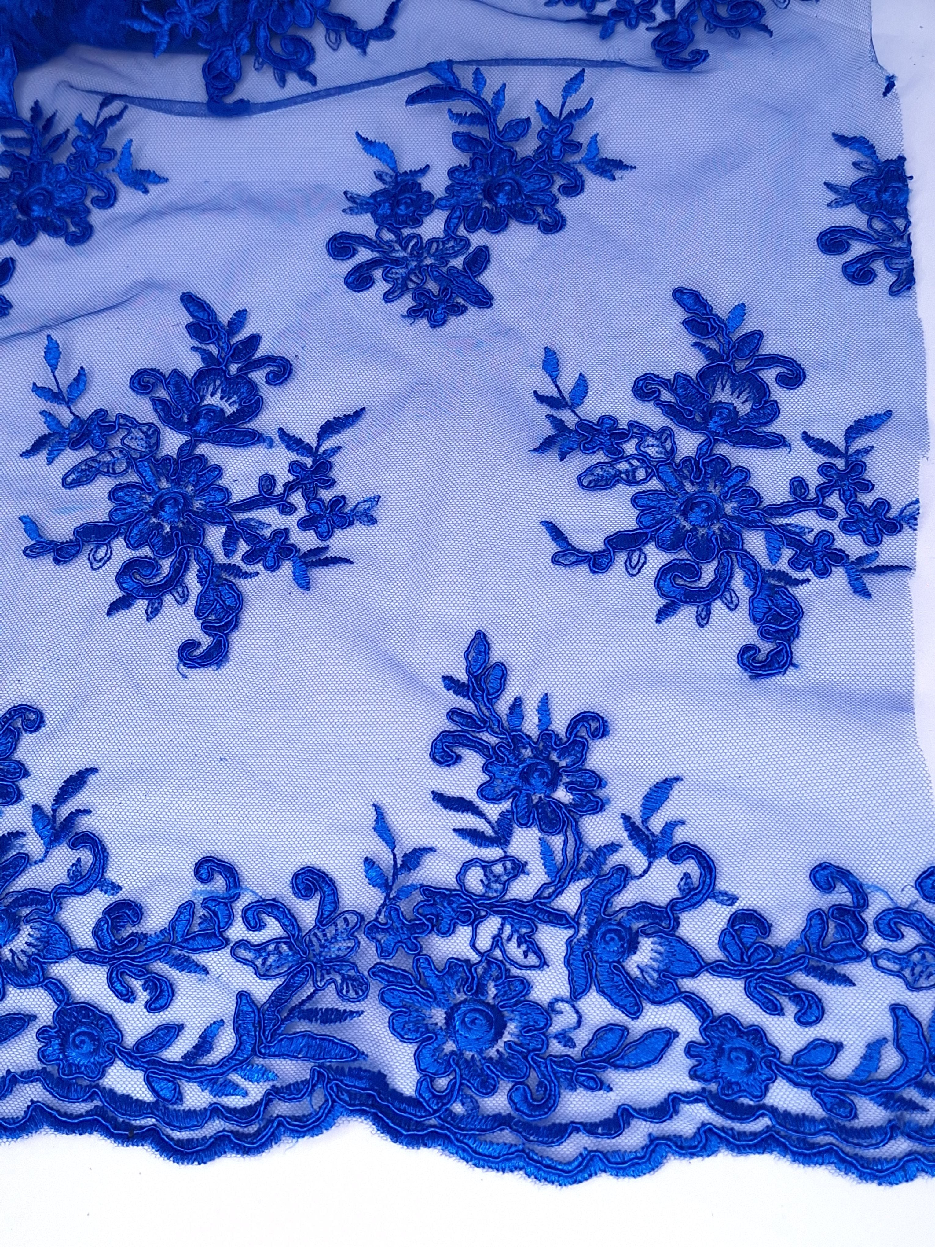 Tul bordado color azul rey A926, ideal para vestidos de noche de boda y de ceremonia y de XV años
