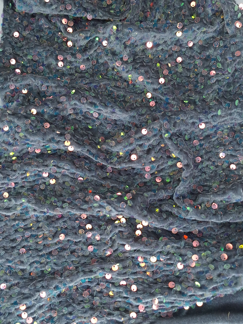 Tul bordado color gris arcoiris A900, ideal para vestidos de noche de boda y de XV años