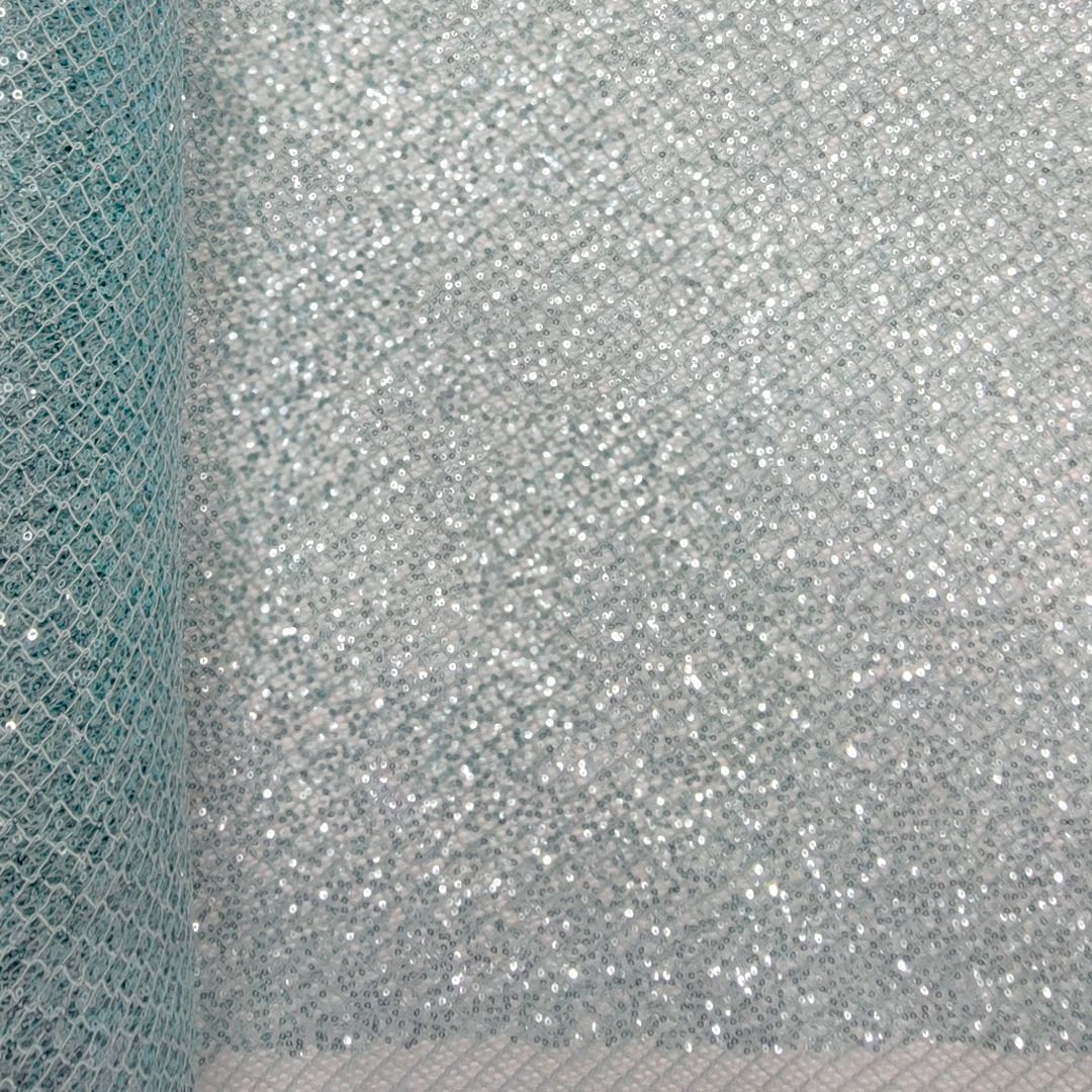 Tul bordado color menta A830, ideal para vestidos de noche de boda y de XV años