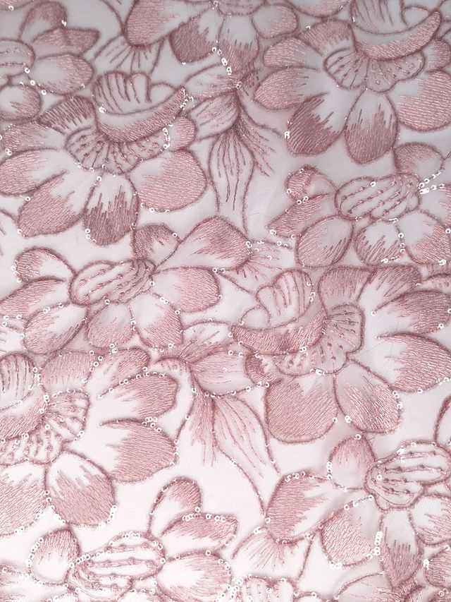Tul bordado color rosa H087, ideal para vestidos de noche de boda y de XV años