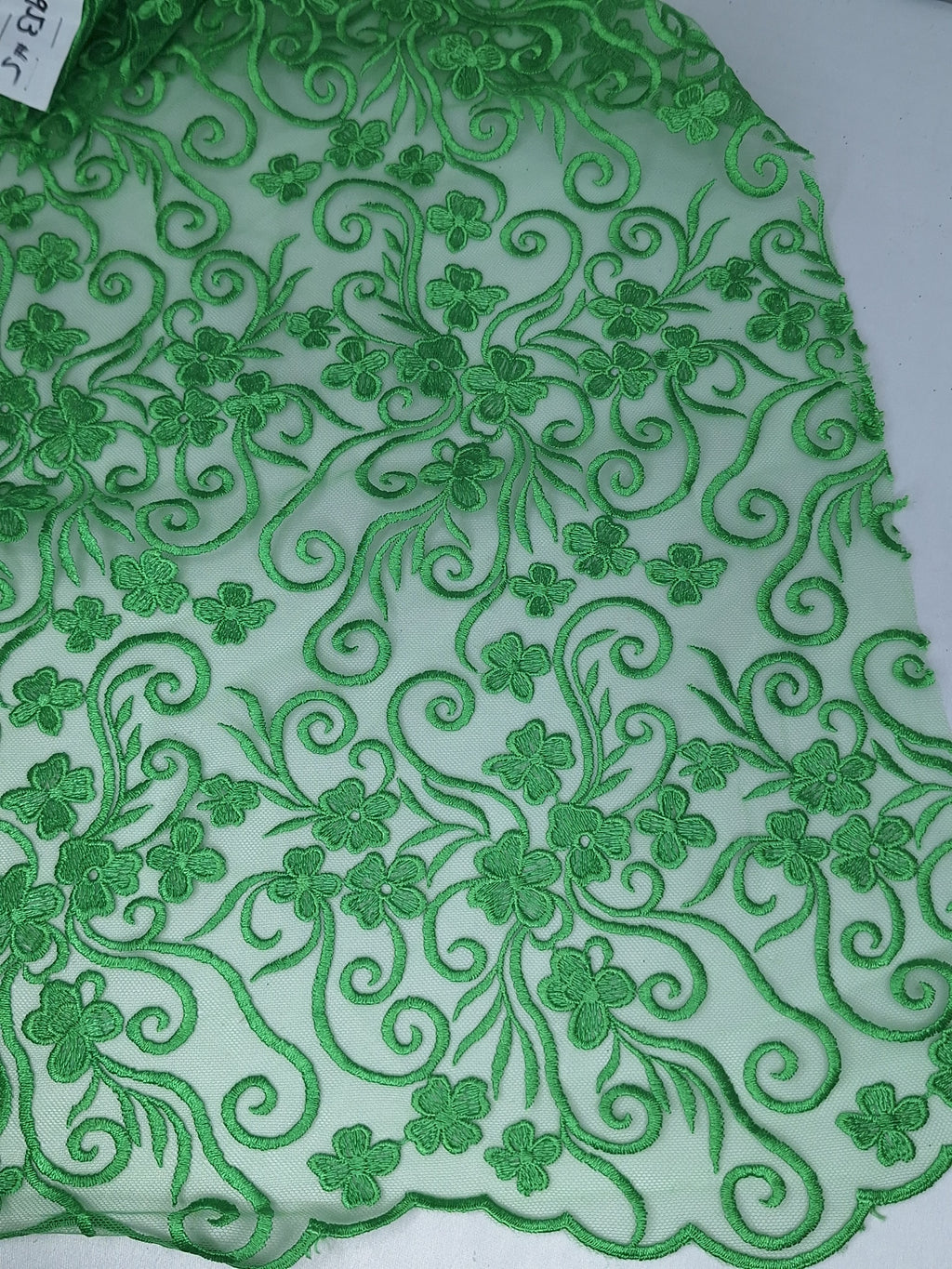 Tul bordado color esmeralda A795, ideal para vestidos de noche de boda y de XV años