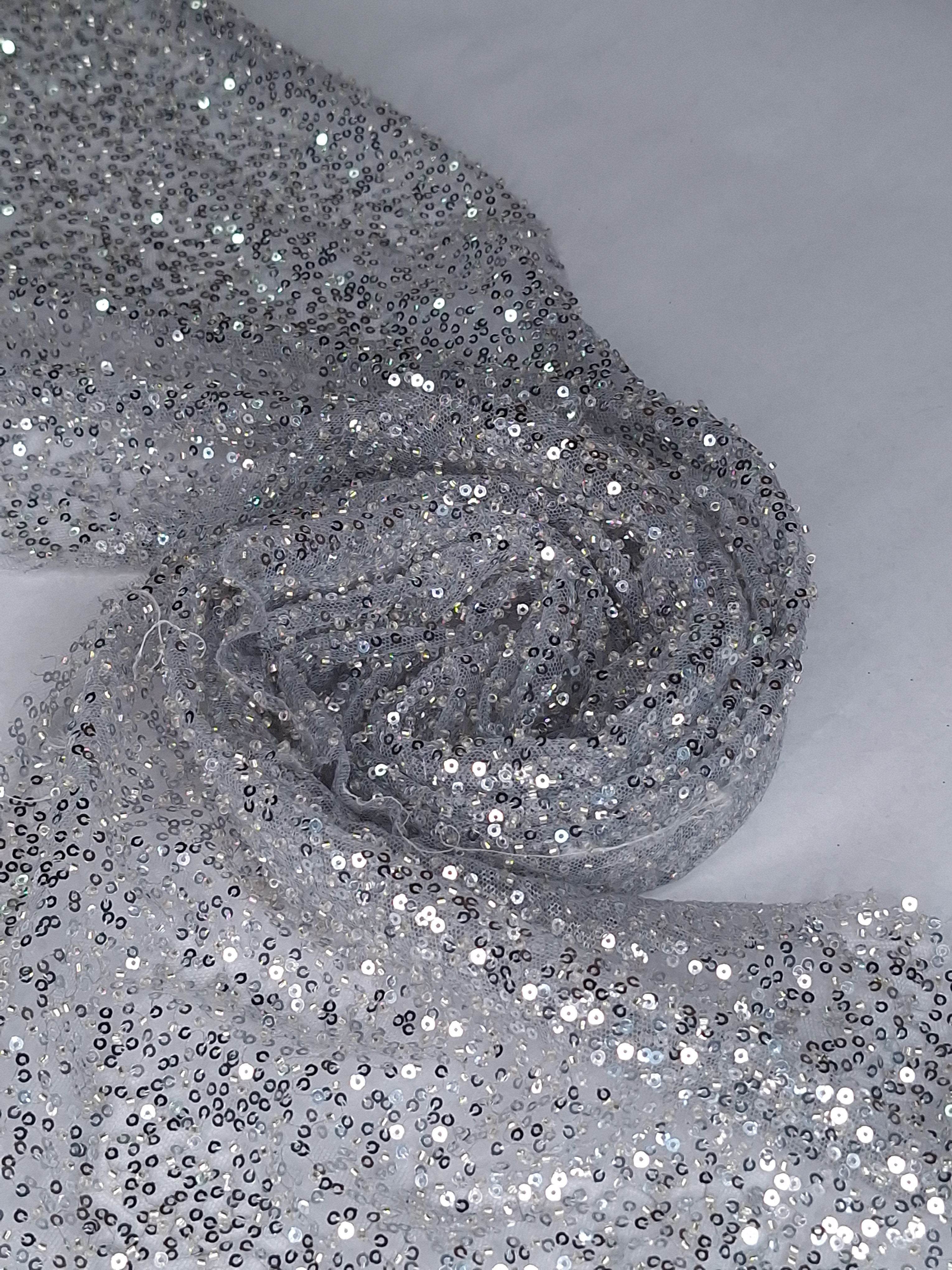 Tul bordado color plata FR979, ideal para vestidos de noche de boda y de XV A979