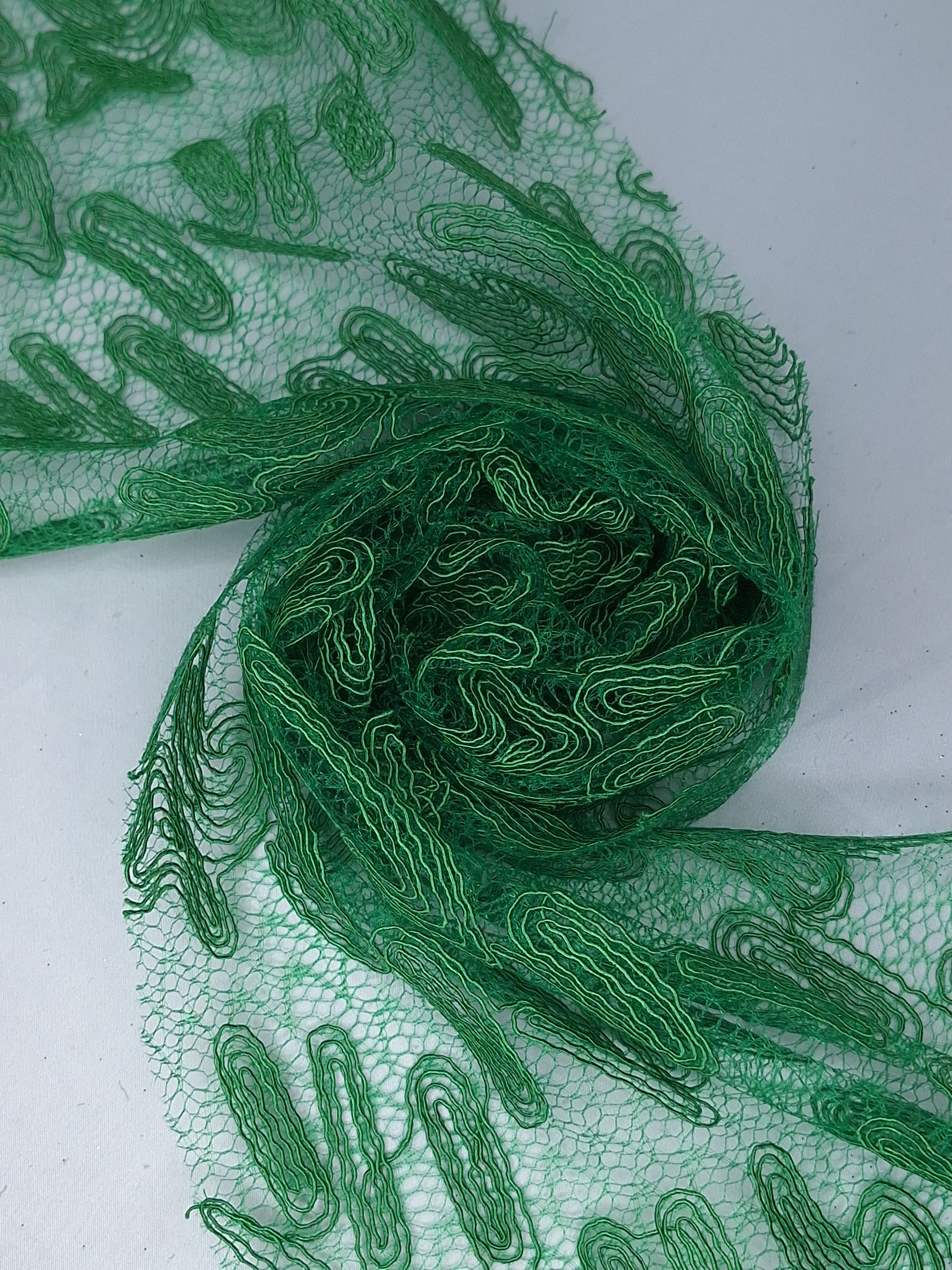 Tul bordado color jade H164, ideal para vestidos de noche de boda y de XV años