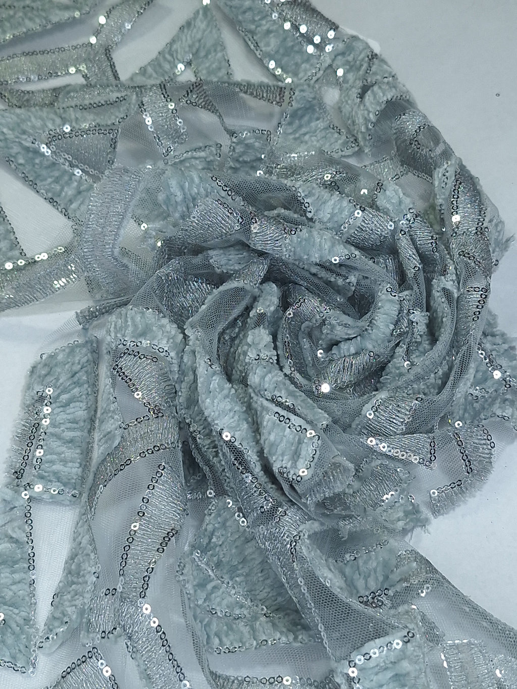 Tul bordado color gris A892, ideal para vestidos de noche de boda y de XV años