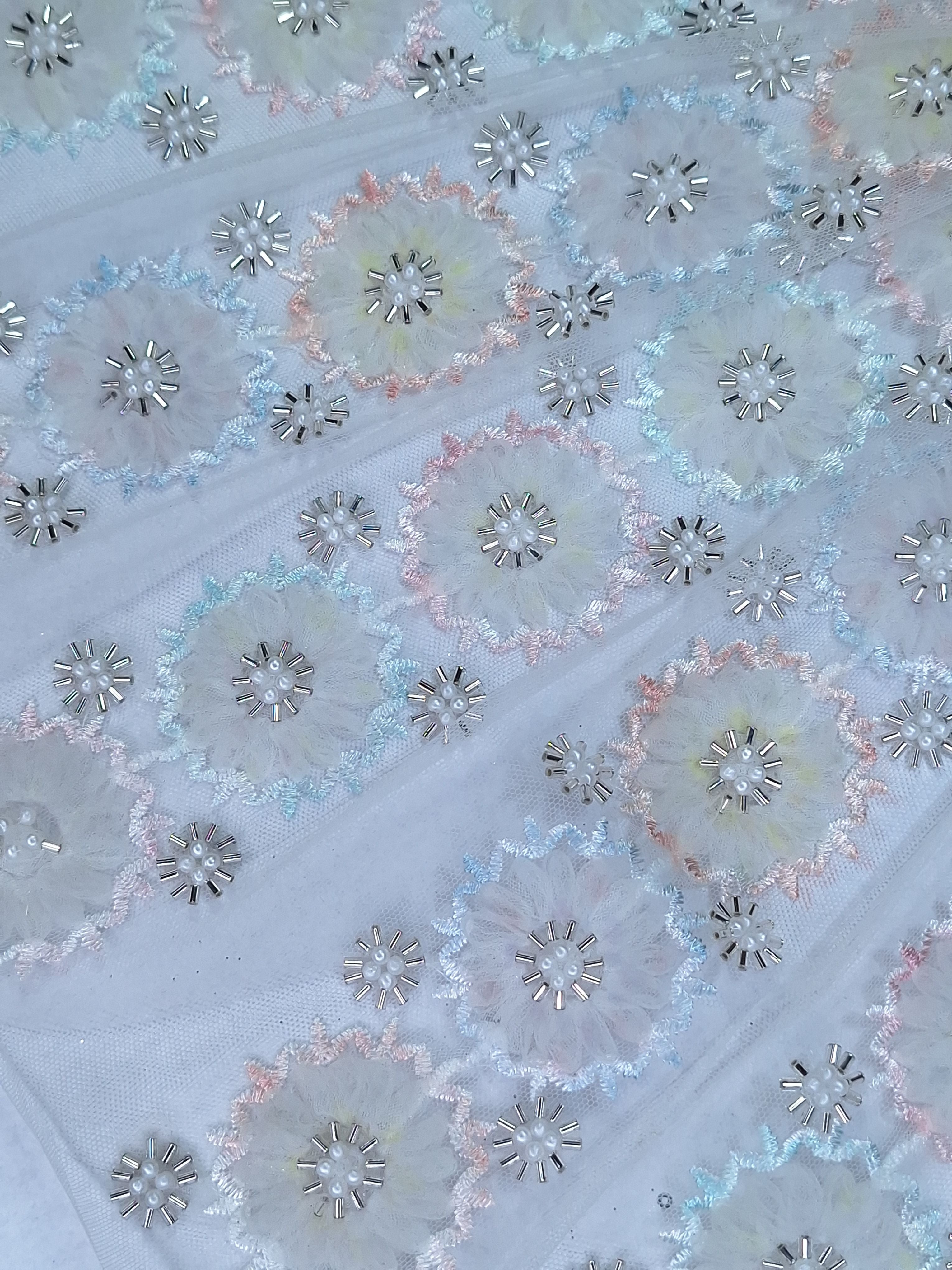 Tul bordado color rosa H029, ideal para vestidos de noche de boda y de XV años