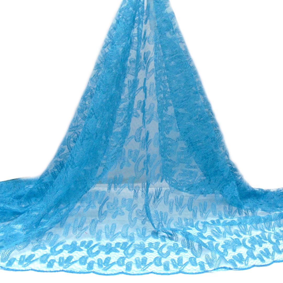 Tul bordado color turquesa A164, ideal para vestidos de noche de boda y de XV años
