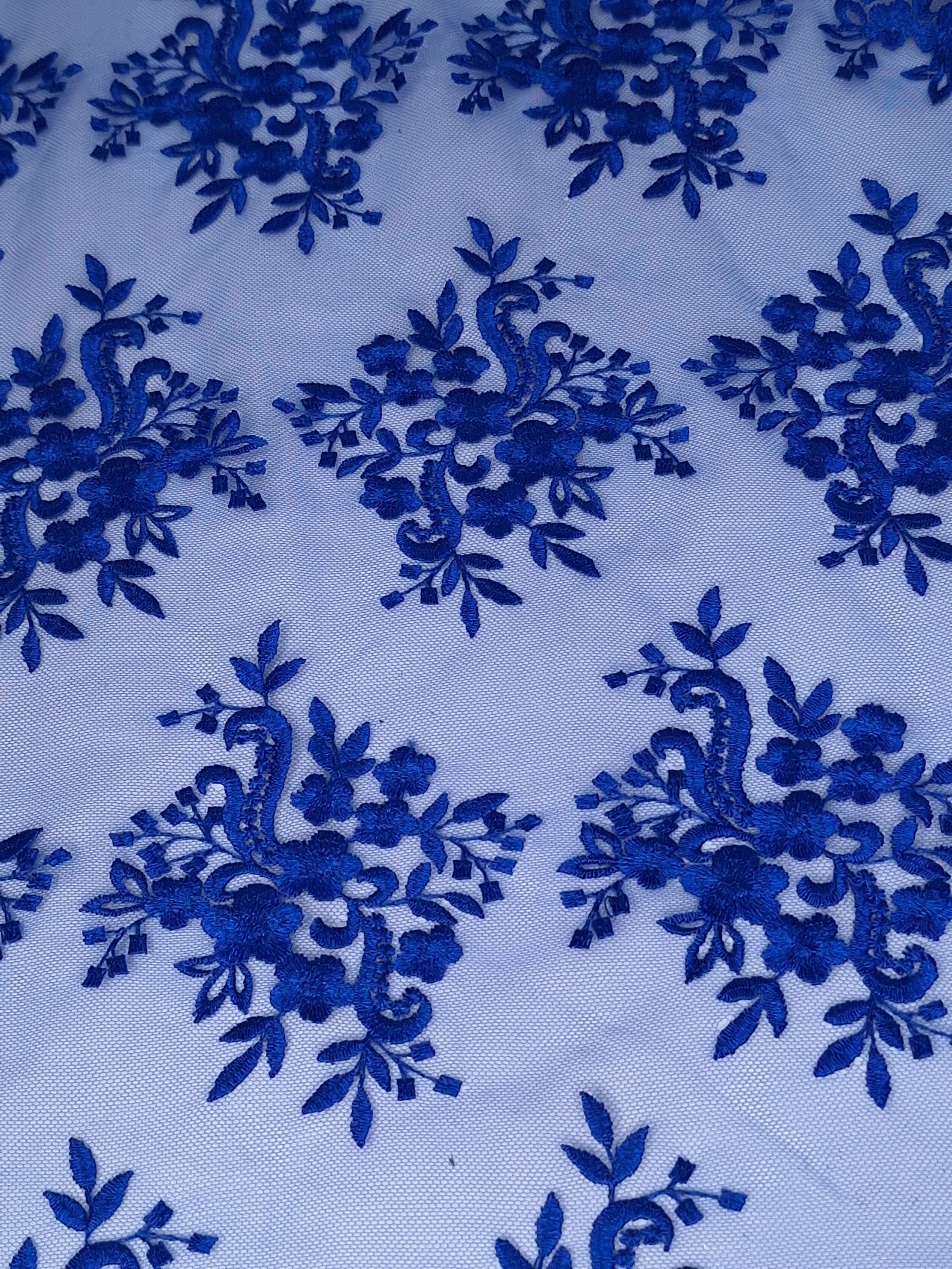 Tul bordado color azul rey A837, ideal para vestidos de noche de boda y de XV años