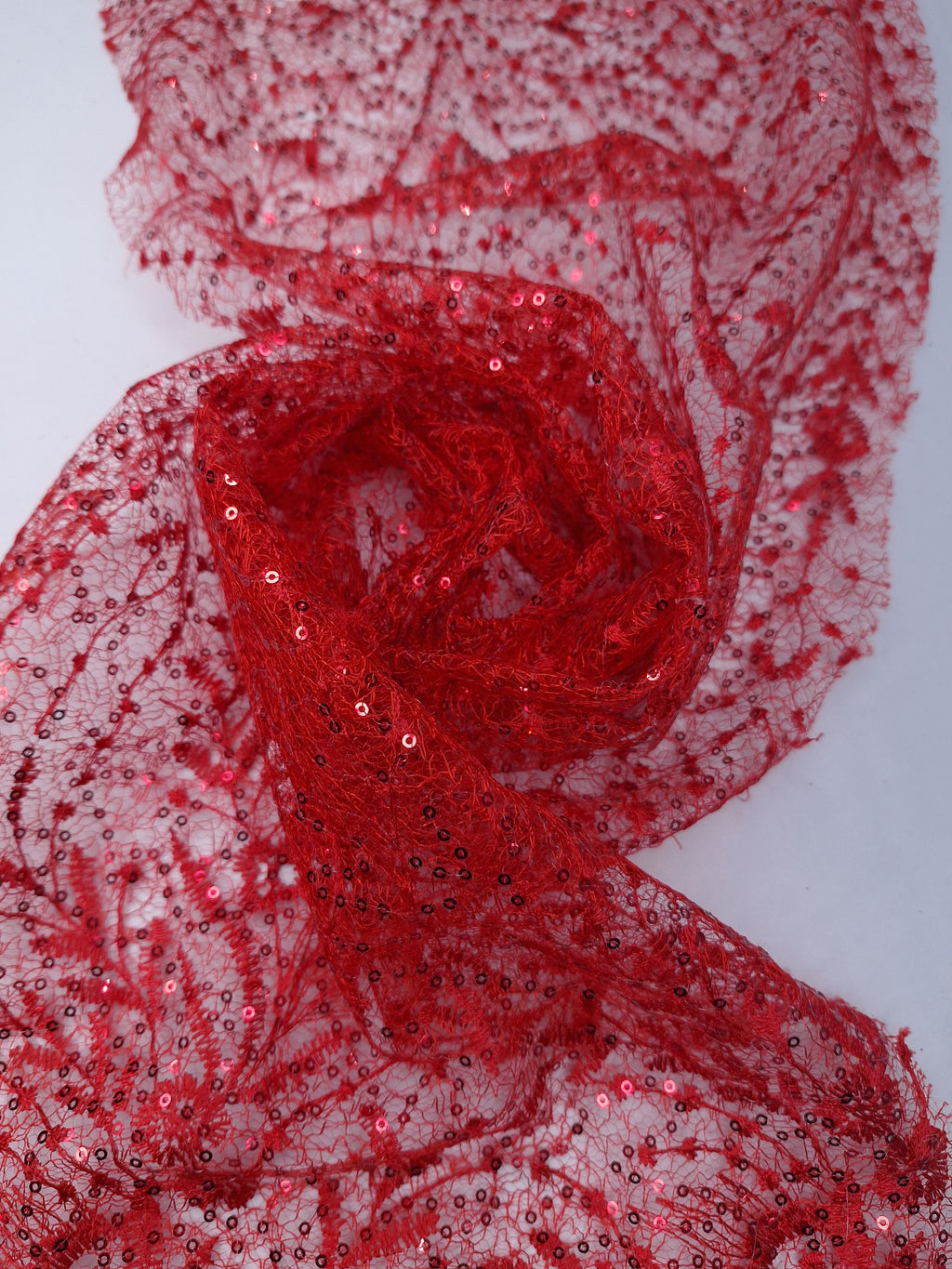Tul bordado color rojo A845, ideal para vestidos de noche de boda y de XV años