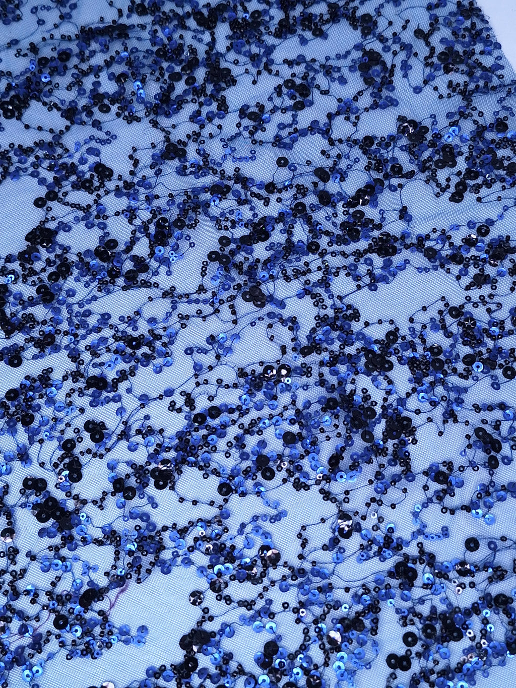 Tul bordado color azul marino A665, ideal para vestidos de noche de boda y de XV años