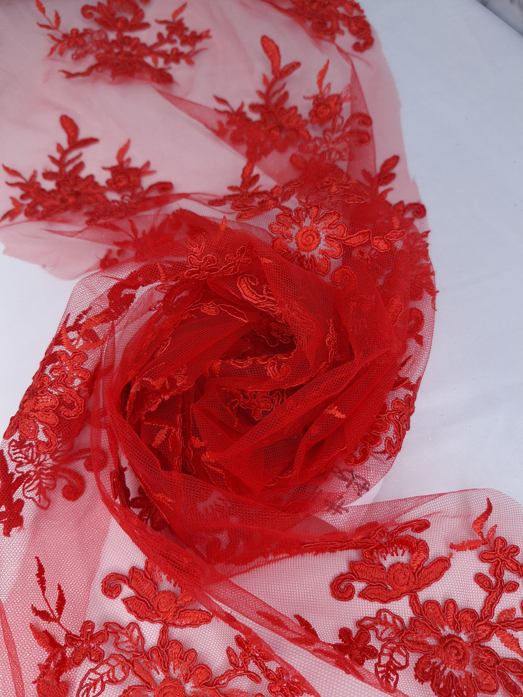 Tul bordado color rojo A926, ideal para vestidos de noche de boda y de XV AÑOS