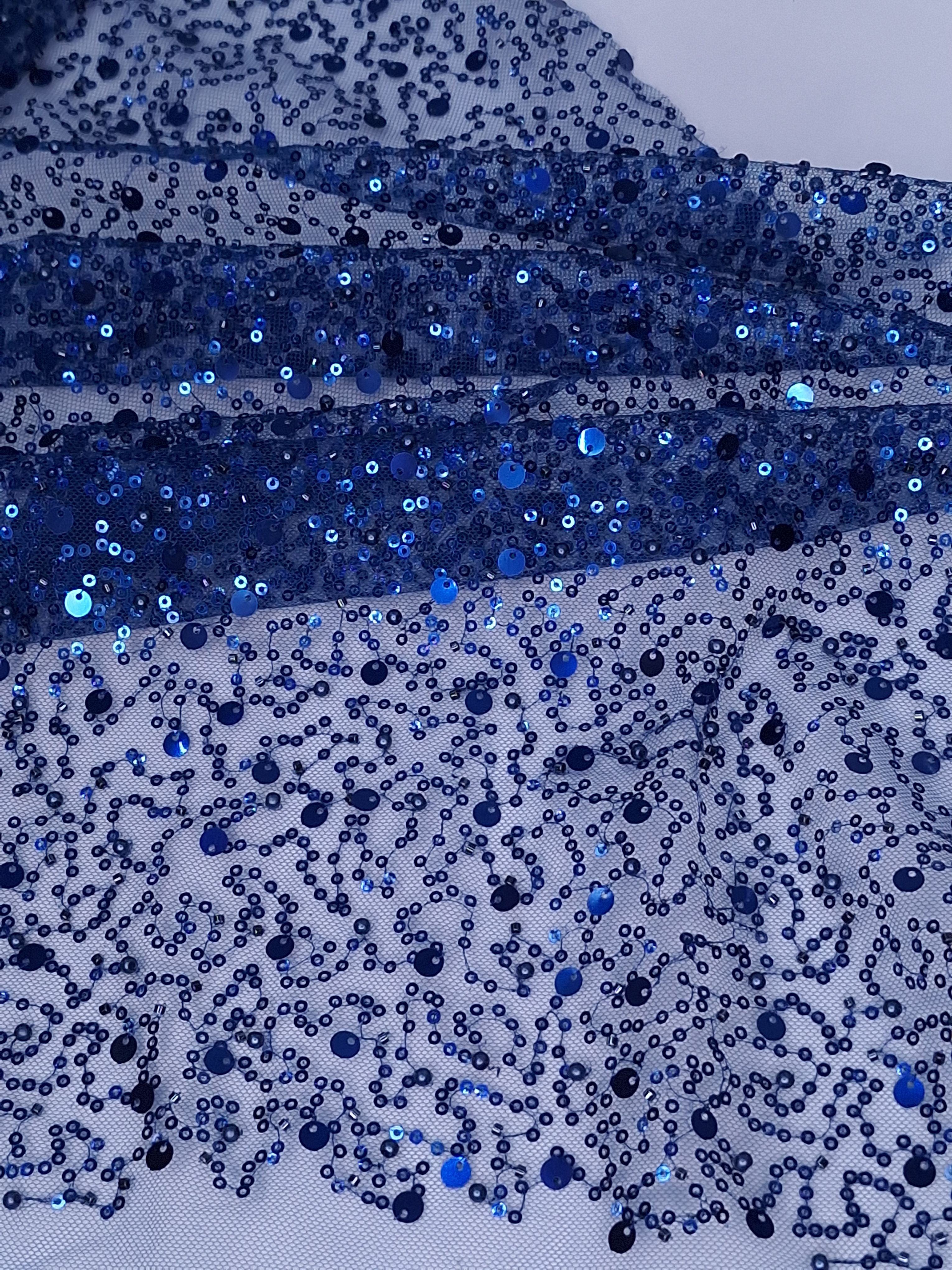 Tul bordado color azul marino H071, ideal para vestidos de noche de boda y de XV años