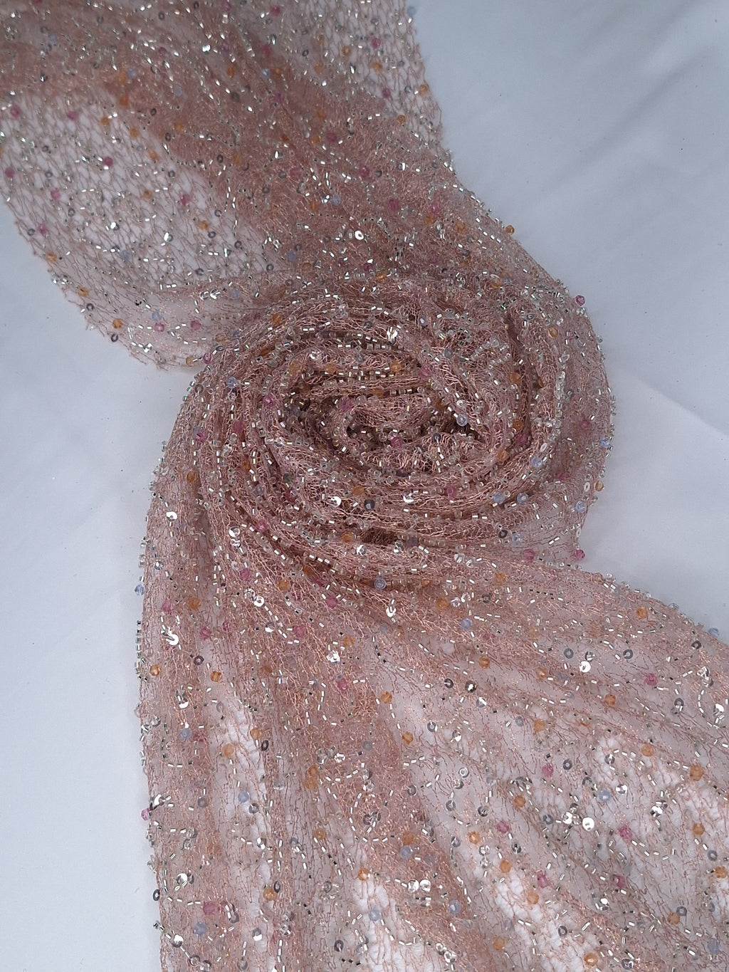 Tul bordado color rosa H171, ideal para vestidos de noche de boda y de XV años