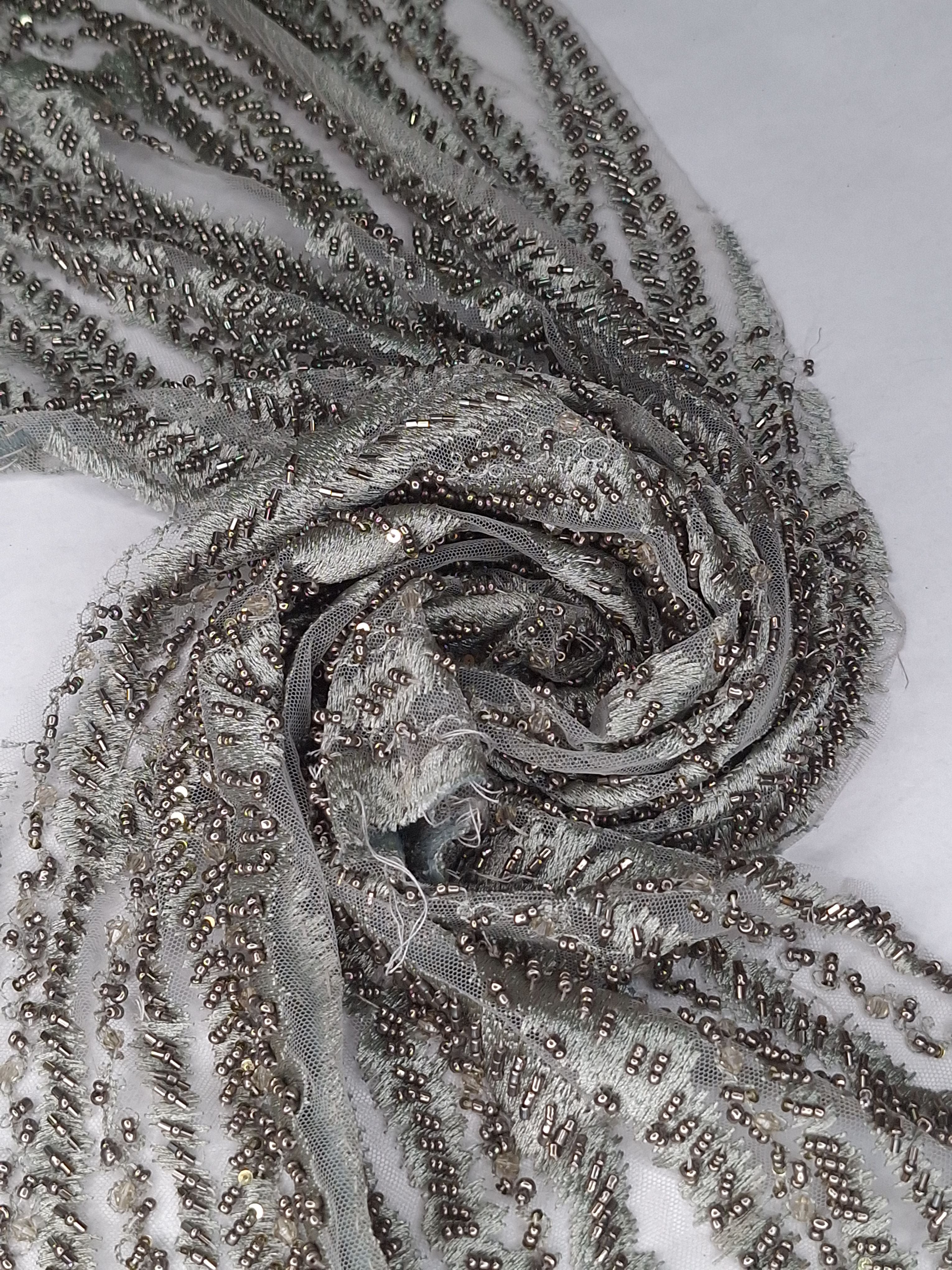 Tul bordado color Sage A865, ideal para vestidos de noche de boda y de XV años