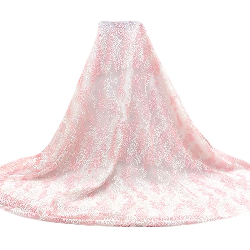 Tul bordado color rosa A689, ideal para vestidos de noche de boda de ceremonia