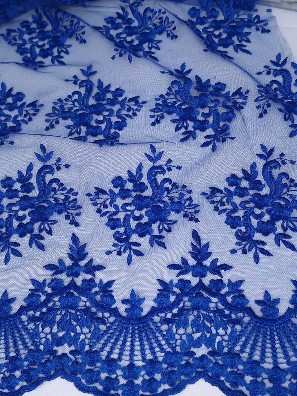 Tul bordado color azul rey A837, ideal para vestidos de noche de boda y de XV años