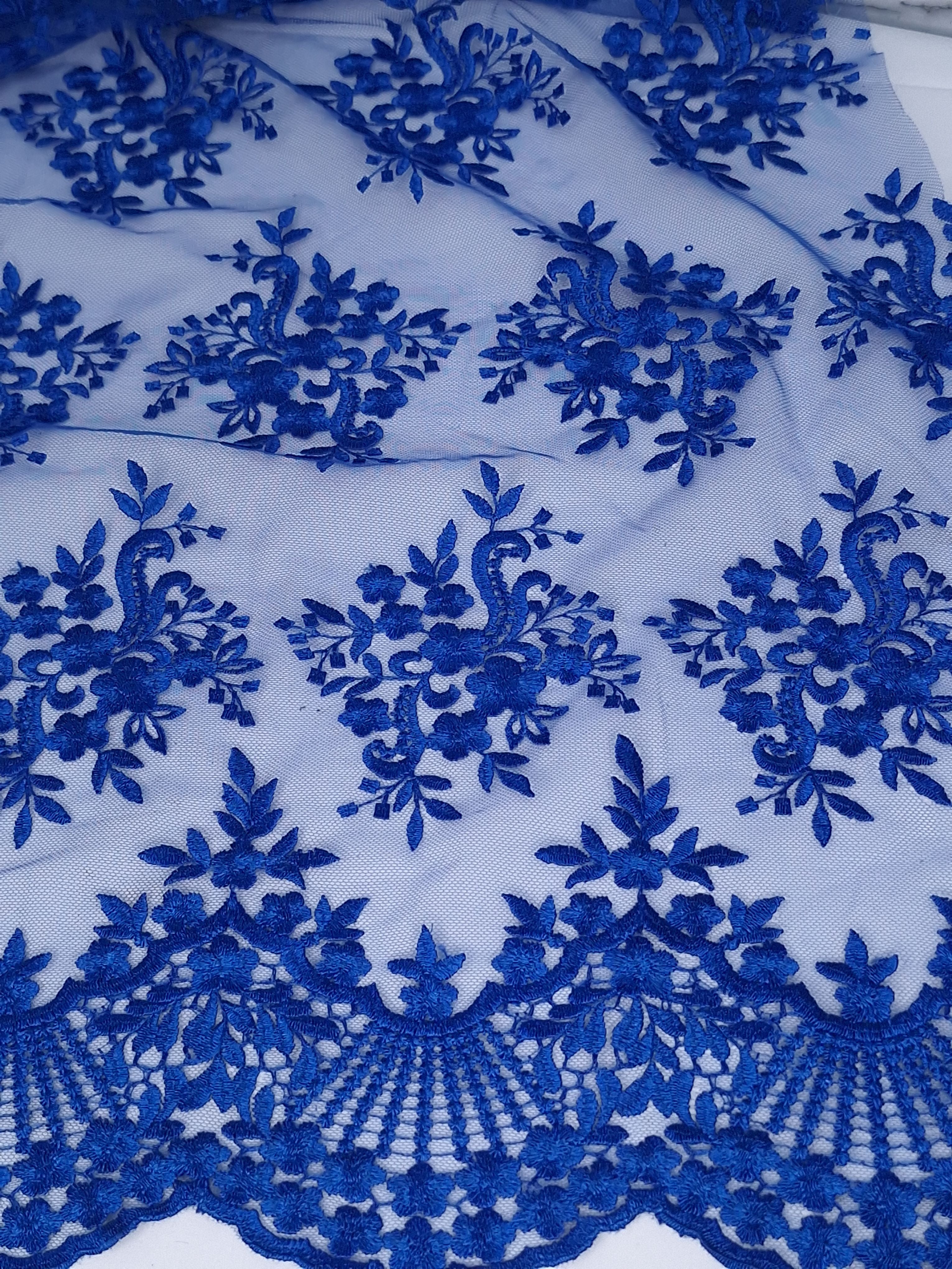 Tul bordado color azul rey A837, ideal para vestidos de noche de boda y de XV años