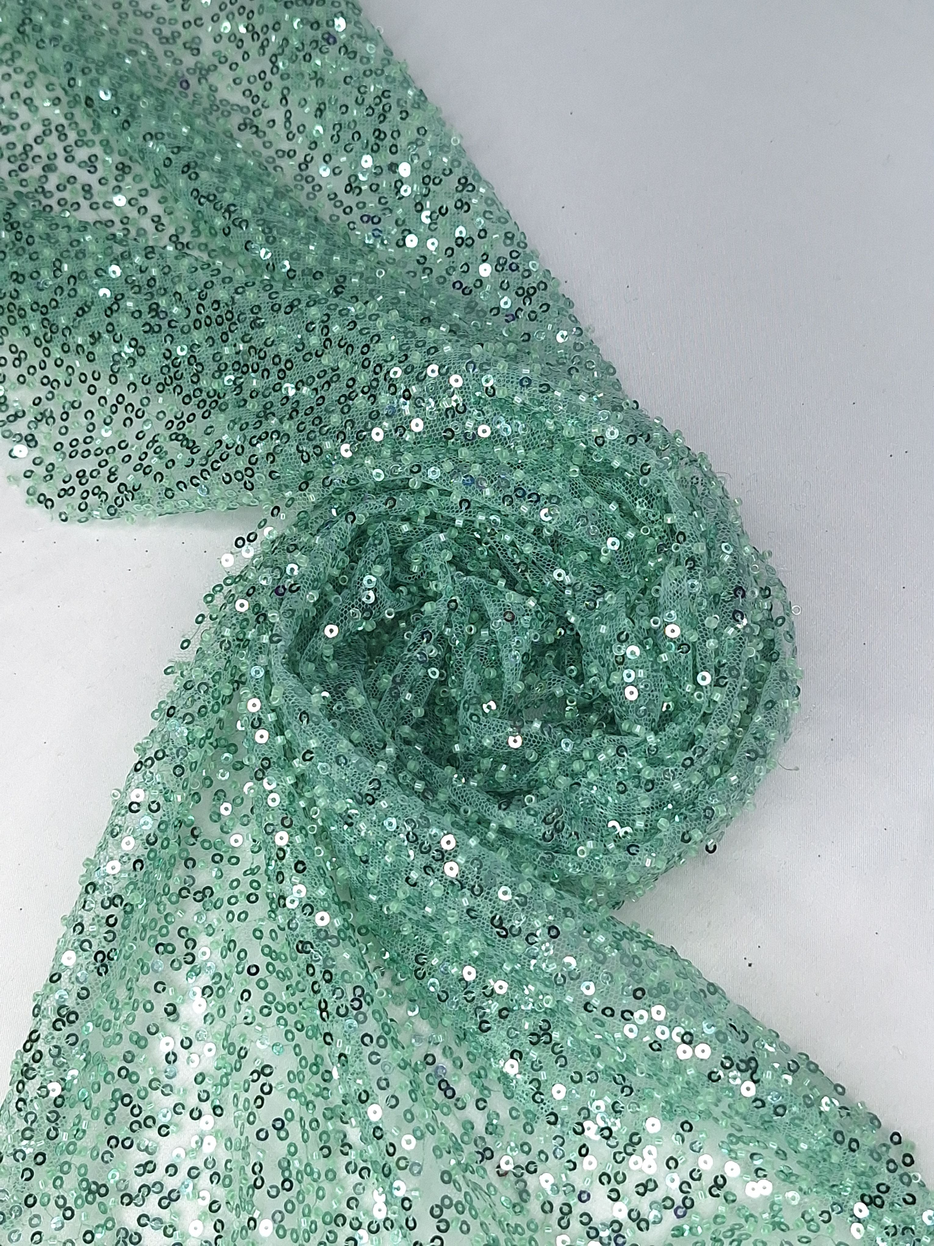 Tul bordado color Aqua A979, ideal para vestidos de noche de boda y de XV años