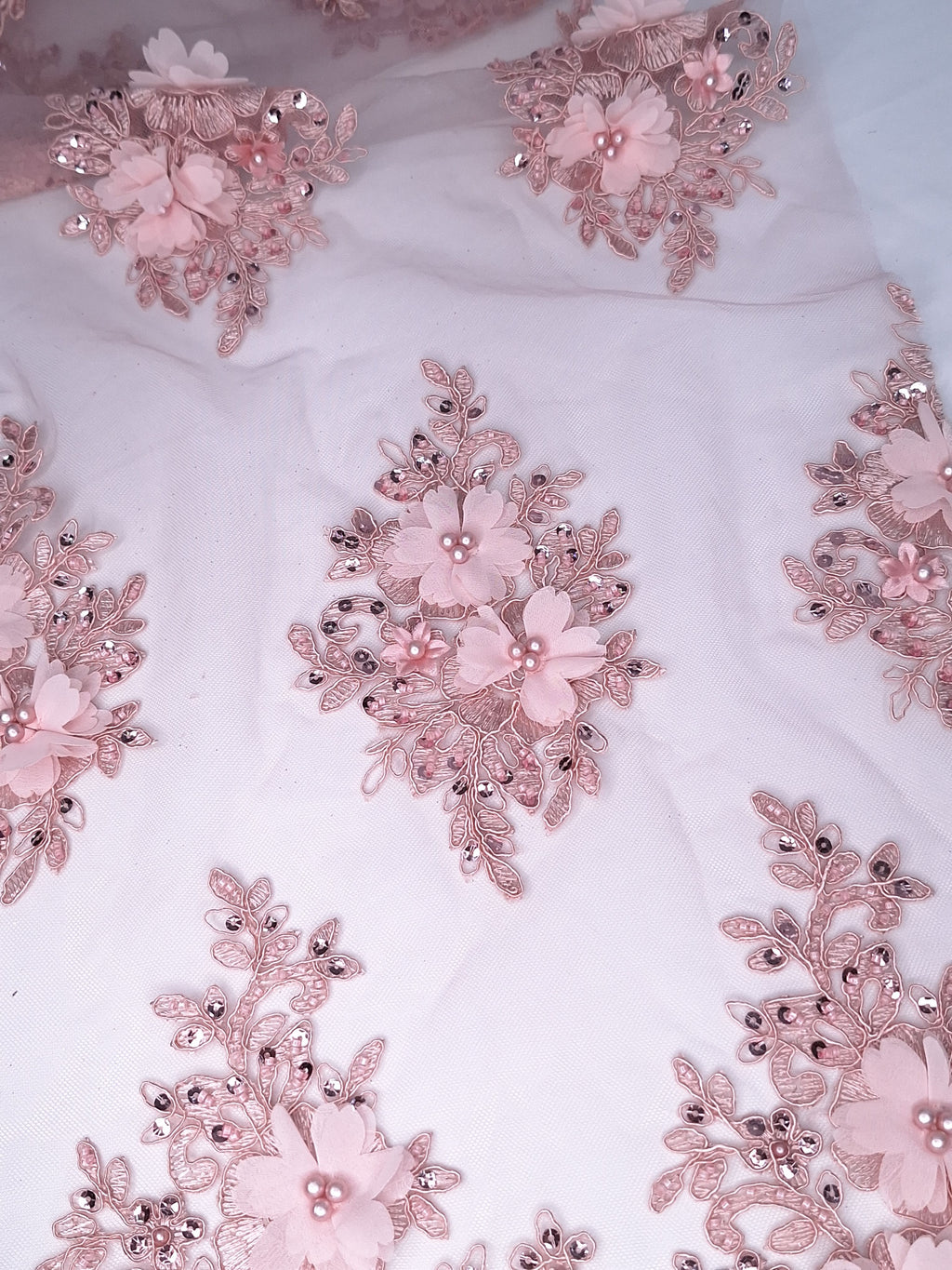 Tul bordado color rosa pastel H163, para vestidos de noche de boda y de XV años