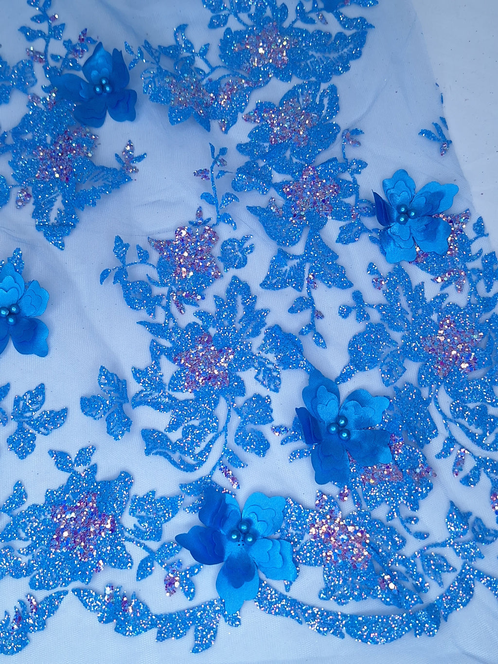 Tul bordado color turquesa H166, ideal para vestidos de noche de boda y de XV años
