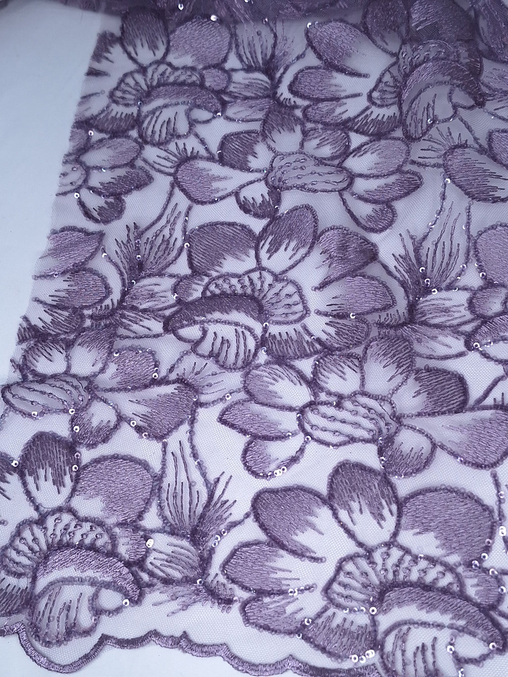 Tul bordado color malva H087, ideal para vestidos de noche de boda y de XV años